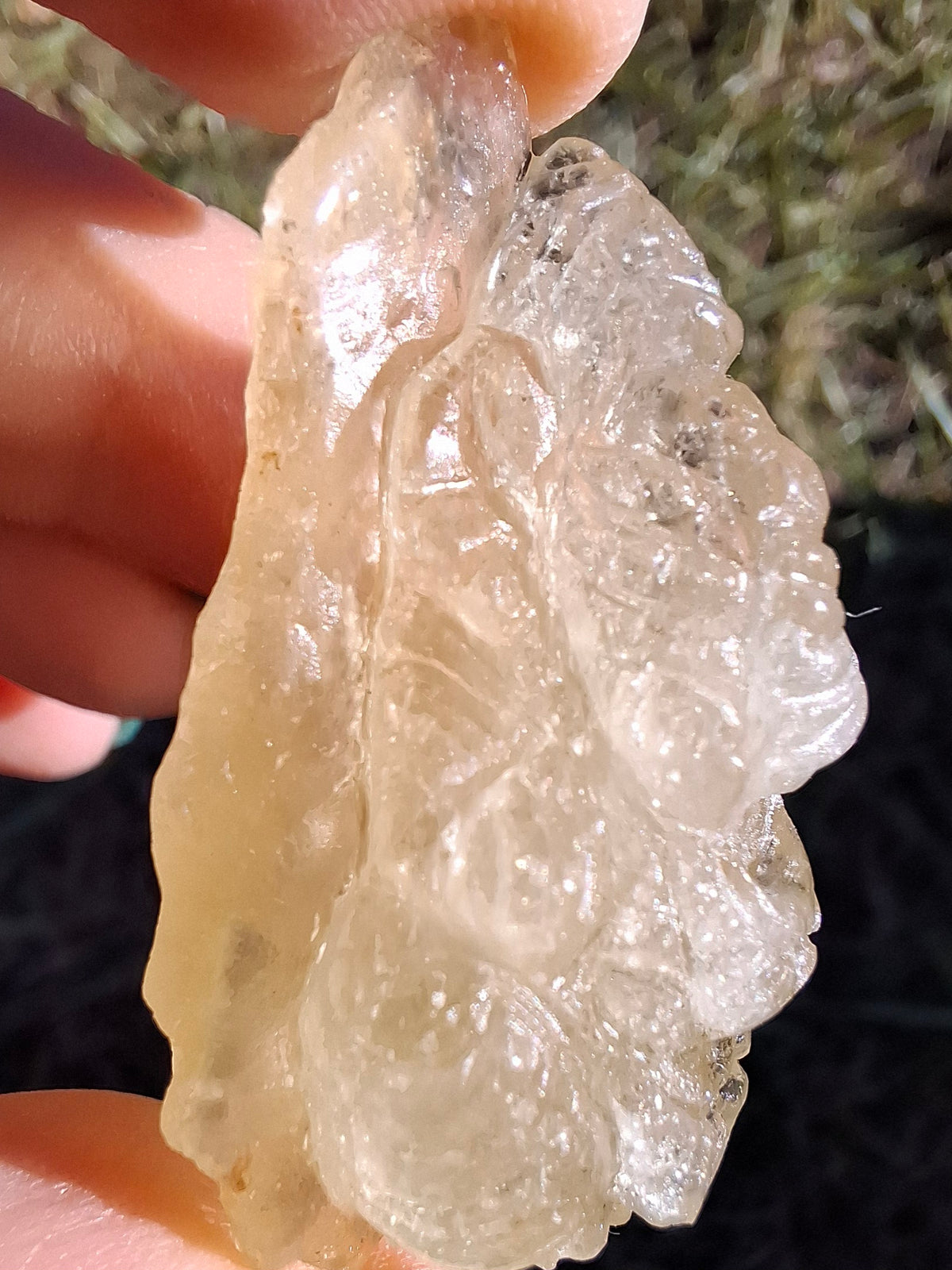 Libyan Desert Glass GANESHA carving, 18.39g, Tektite (Ref: Ganesha3)
