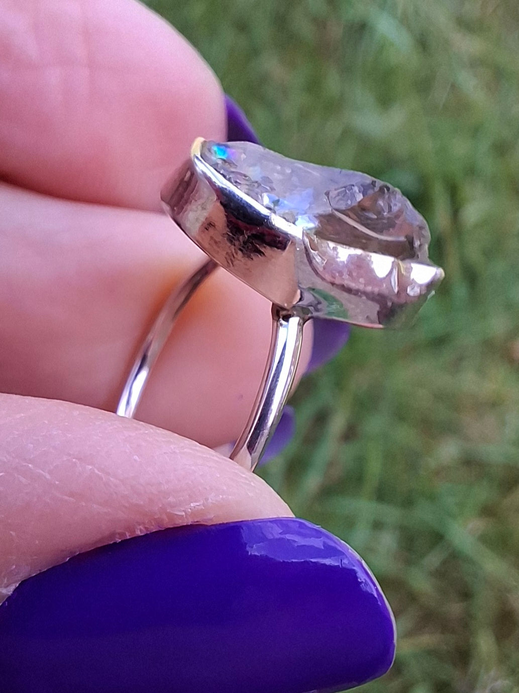 Libyan Desert Glass Ring, size K, 925 Silver, Tektite 🌈 (Ref: LR12)