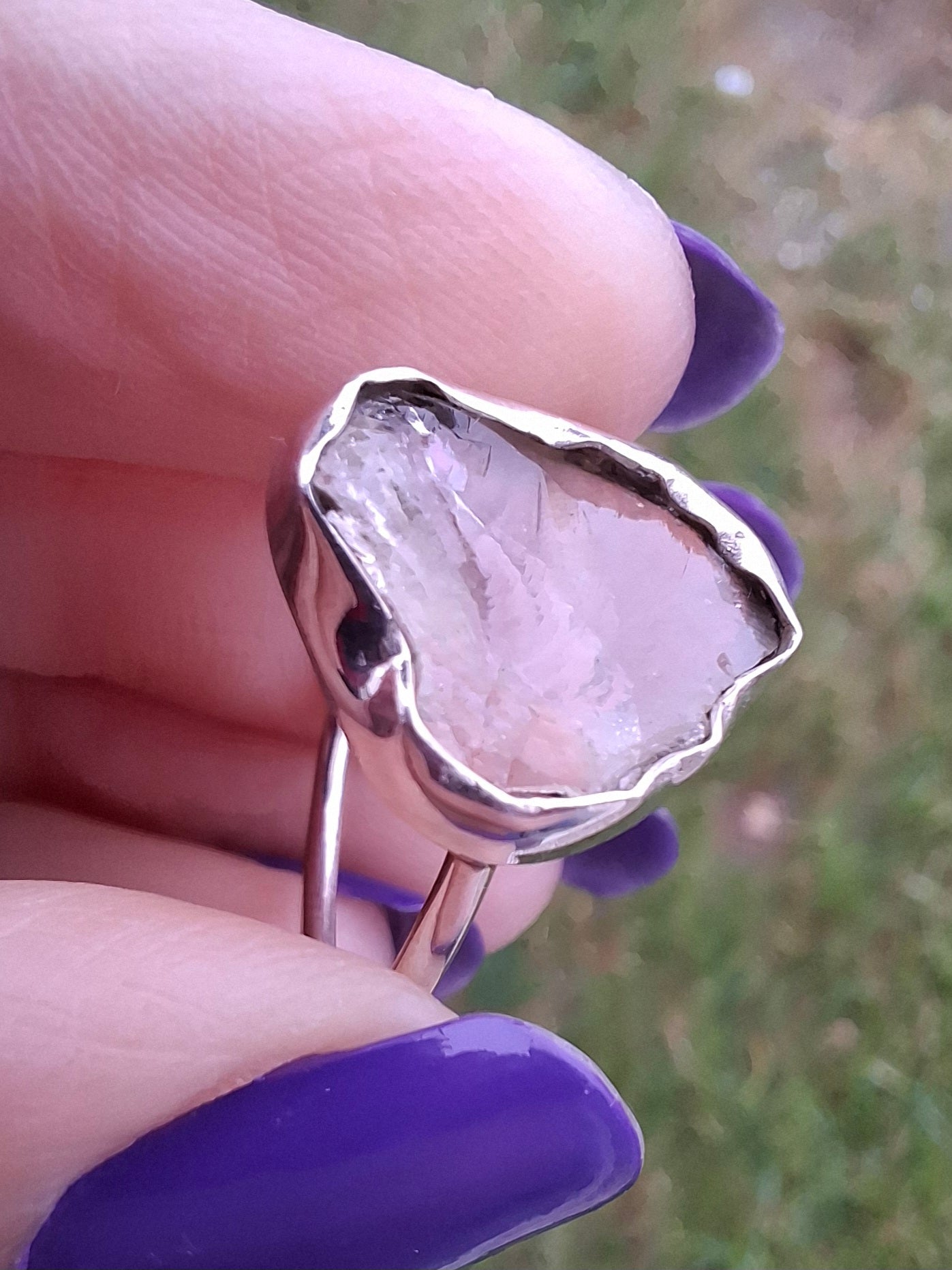 Libyan Desert Glass Ring, size large P, 925 Silver, Tektite (Ref: LR32)