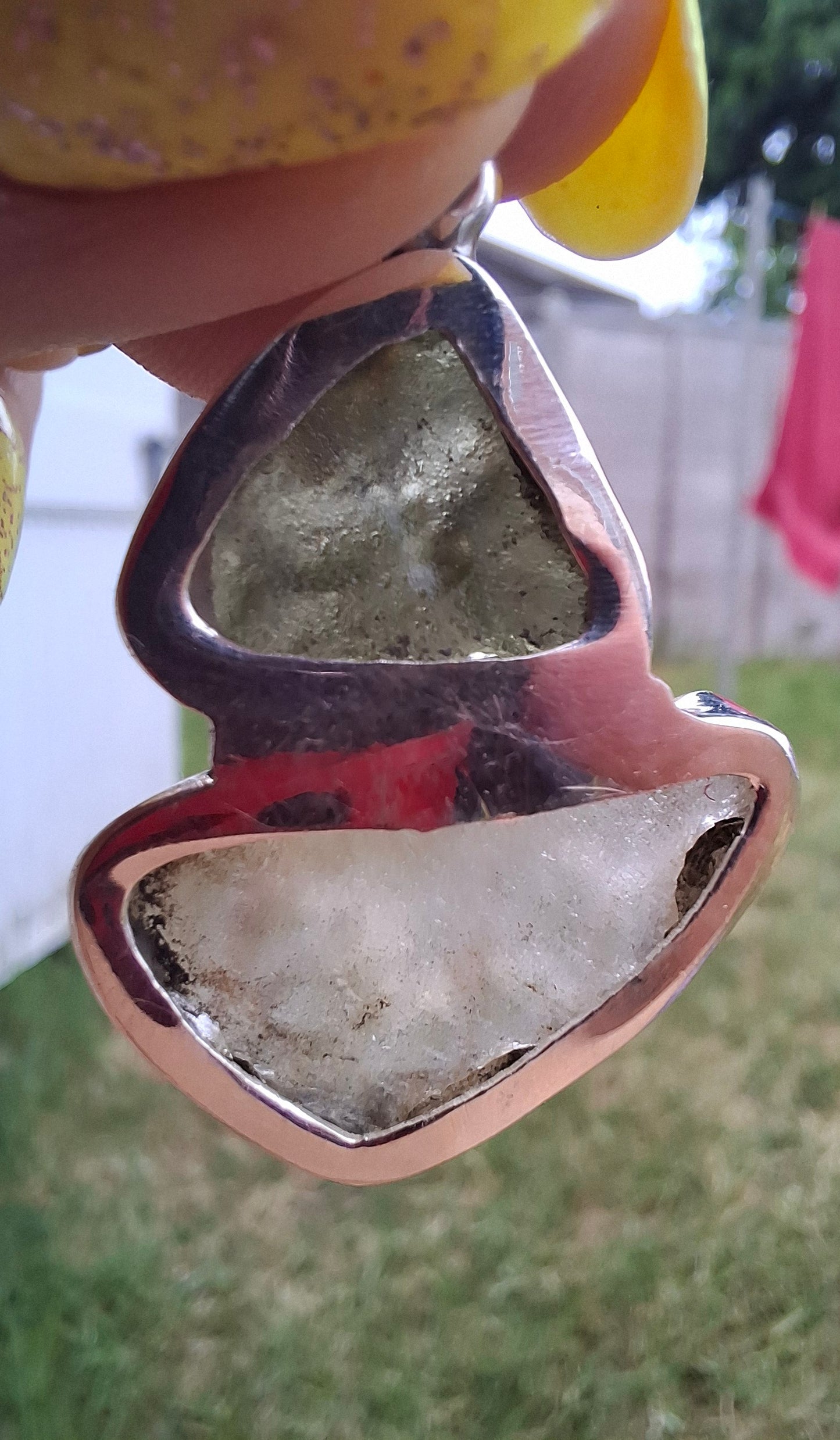 Moldavite & Libyan Desert Glass Pendant, 925 Silver, Tektite (Ref: MLP18)