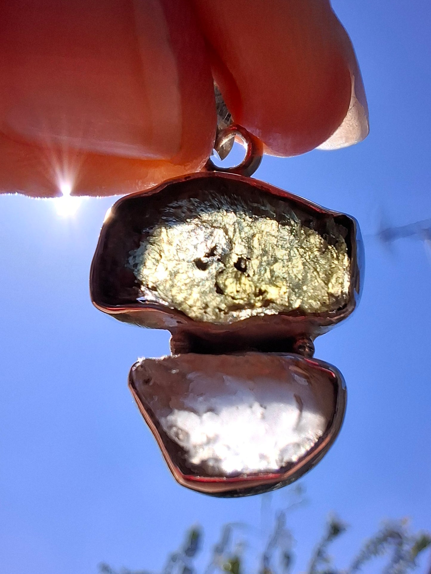 Moldavite & Libyan Desert Glass Pendant, 925 Silver, Tektite (Ref: MLP2)