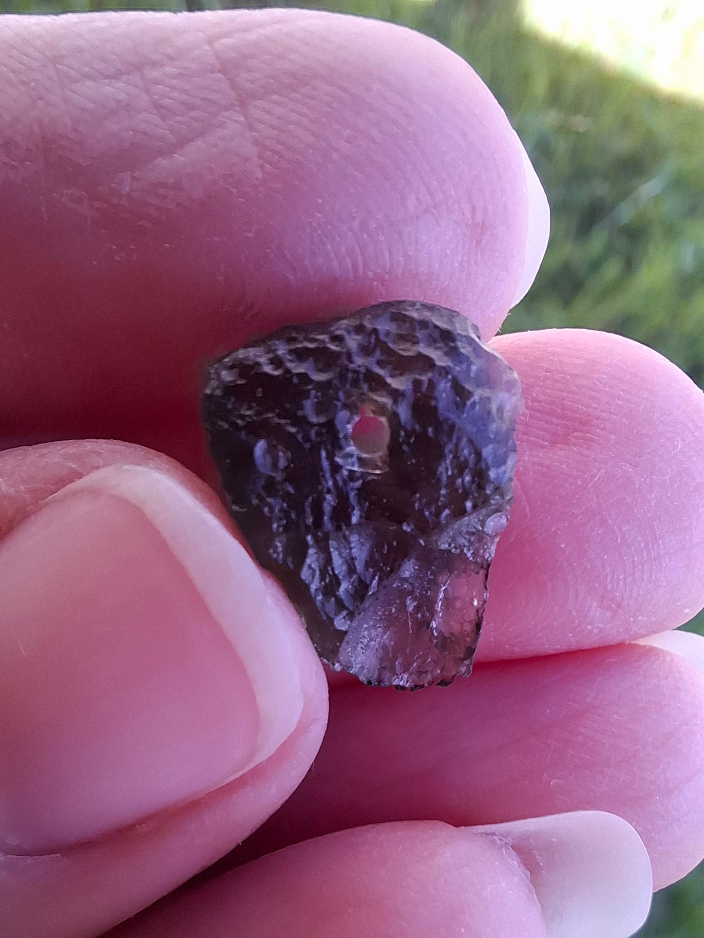 DRILLED, Moldavite Piece, 1.07g, Tektite (Ref: D30)