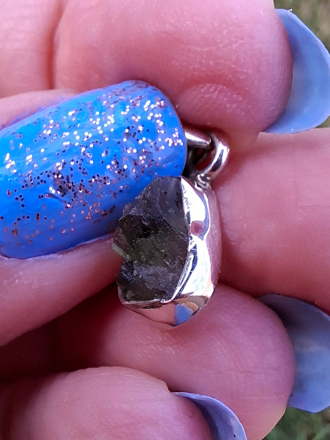 Moldavite Pendant, 925 Silver, Tektite (Ref: P42)