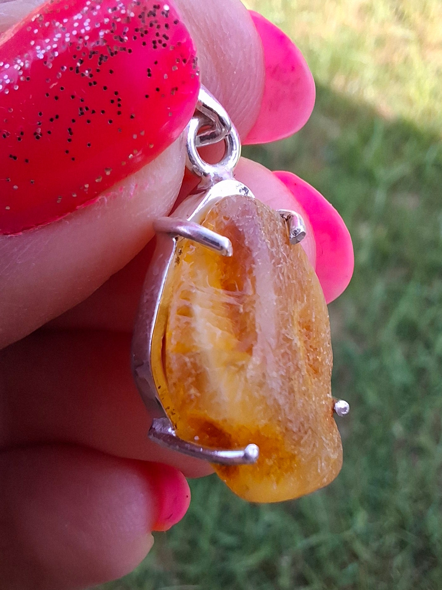Baltic Amber Pendant, 925 Silver, Fossil (Ref: AP5)