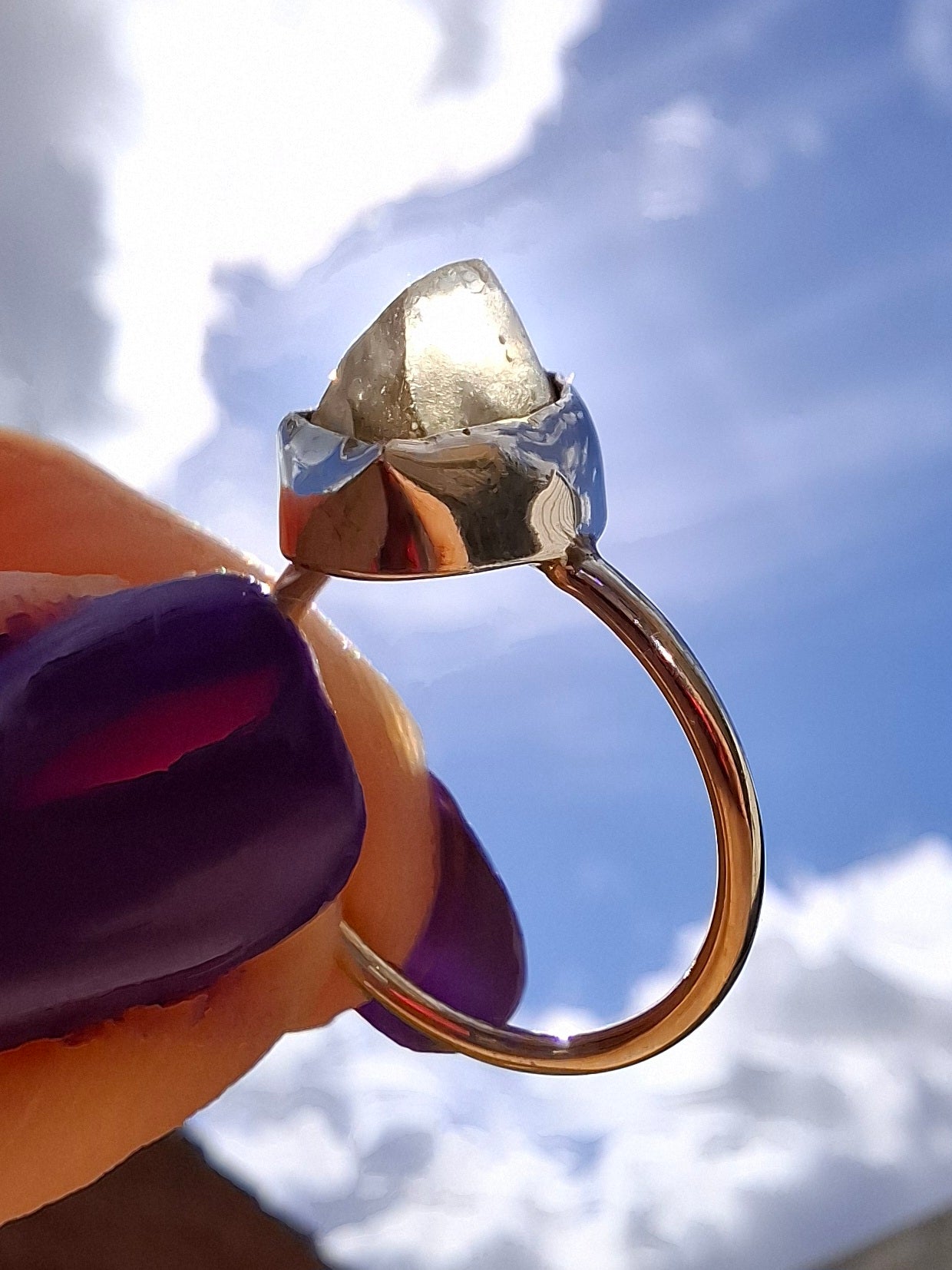 Libyan Desert Glass Ring, size large K/small L, 925 Silver, Tektite (Ref: LR17)