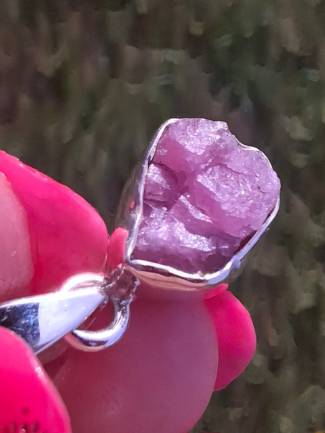 Pink Tourmaline Pendant, 925 Silver, Crystal (Ref: PT10)
