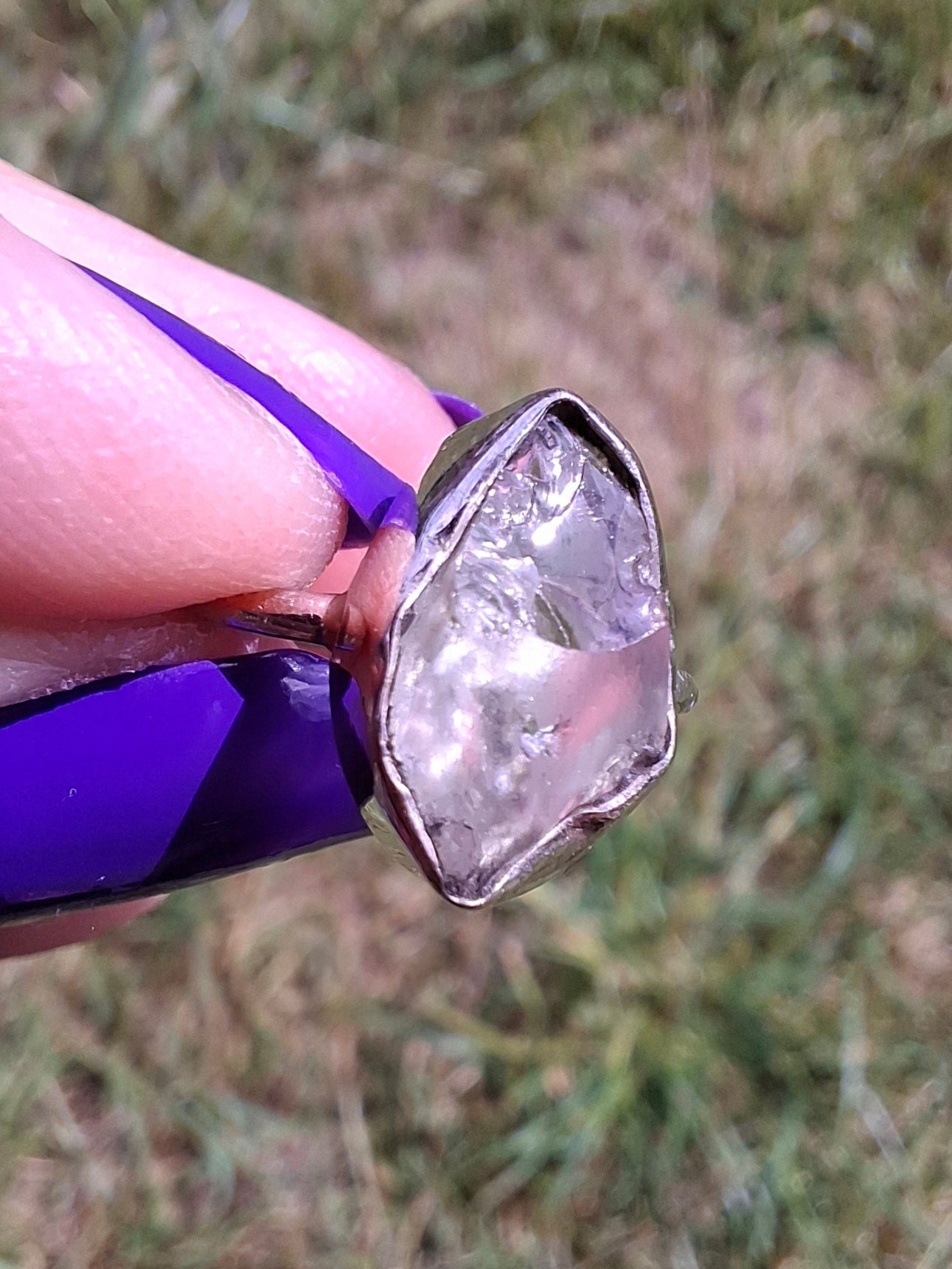 Libyan Desert Glass Ring, size J, 925 Silver, Tektite (Ref: LR6)