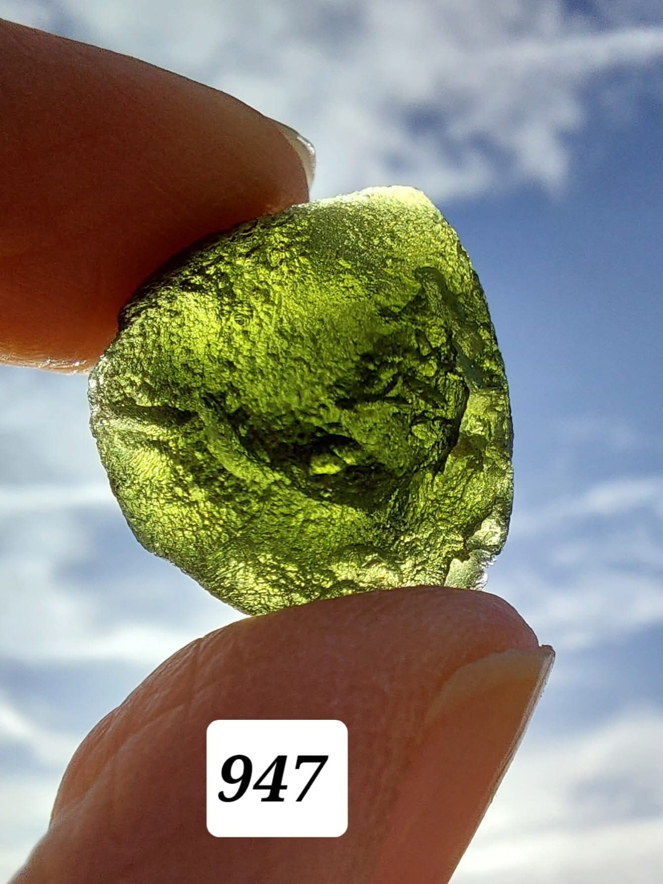 Moldavite Piece, NESMEN,  5.48g, Tektite (Ref: 947)