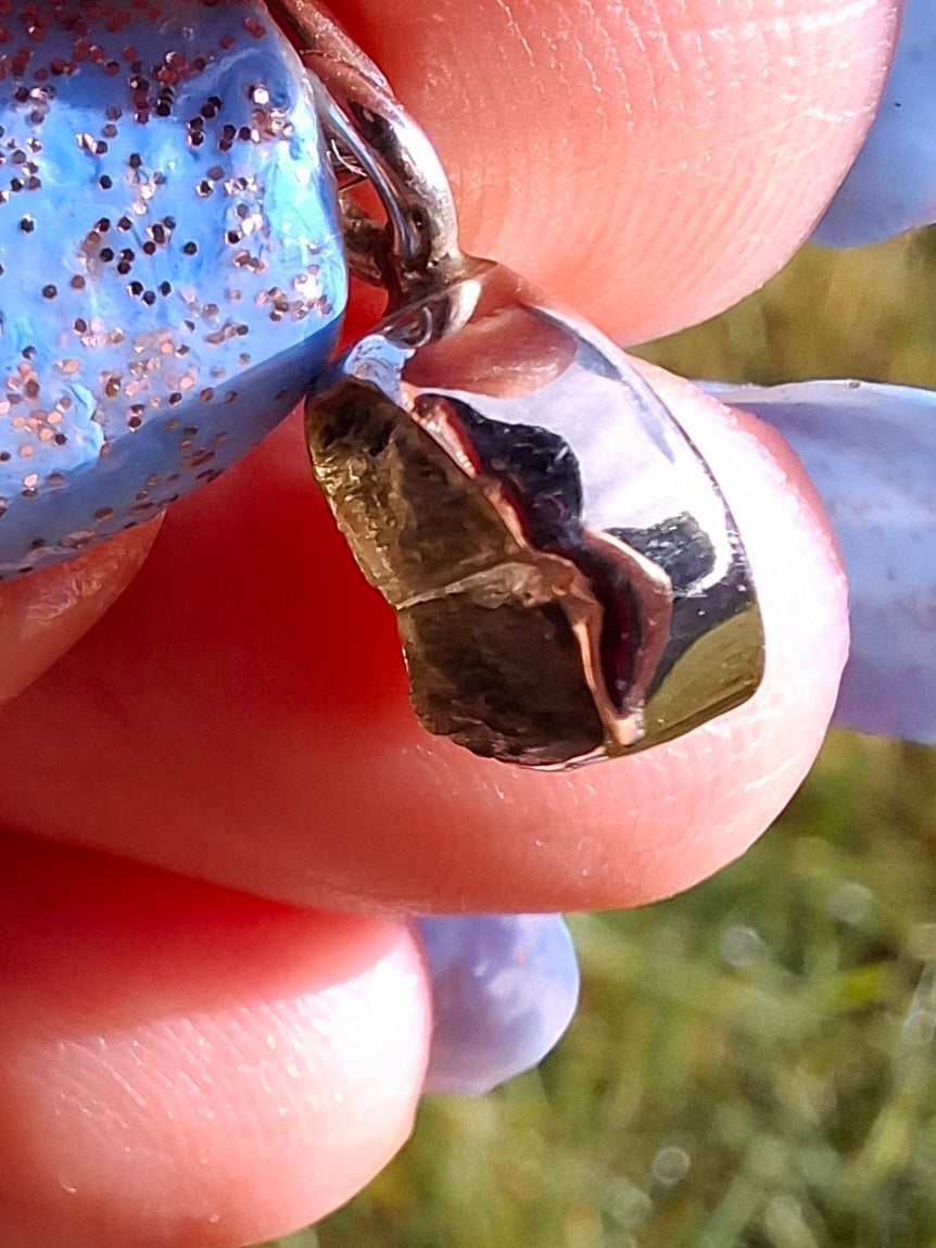 Moldavite Pendant, 925 Silver, Tektite (Ref: P44)