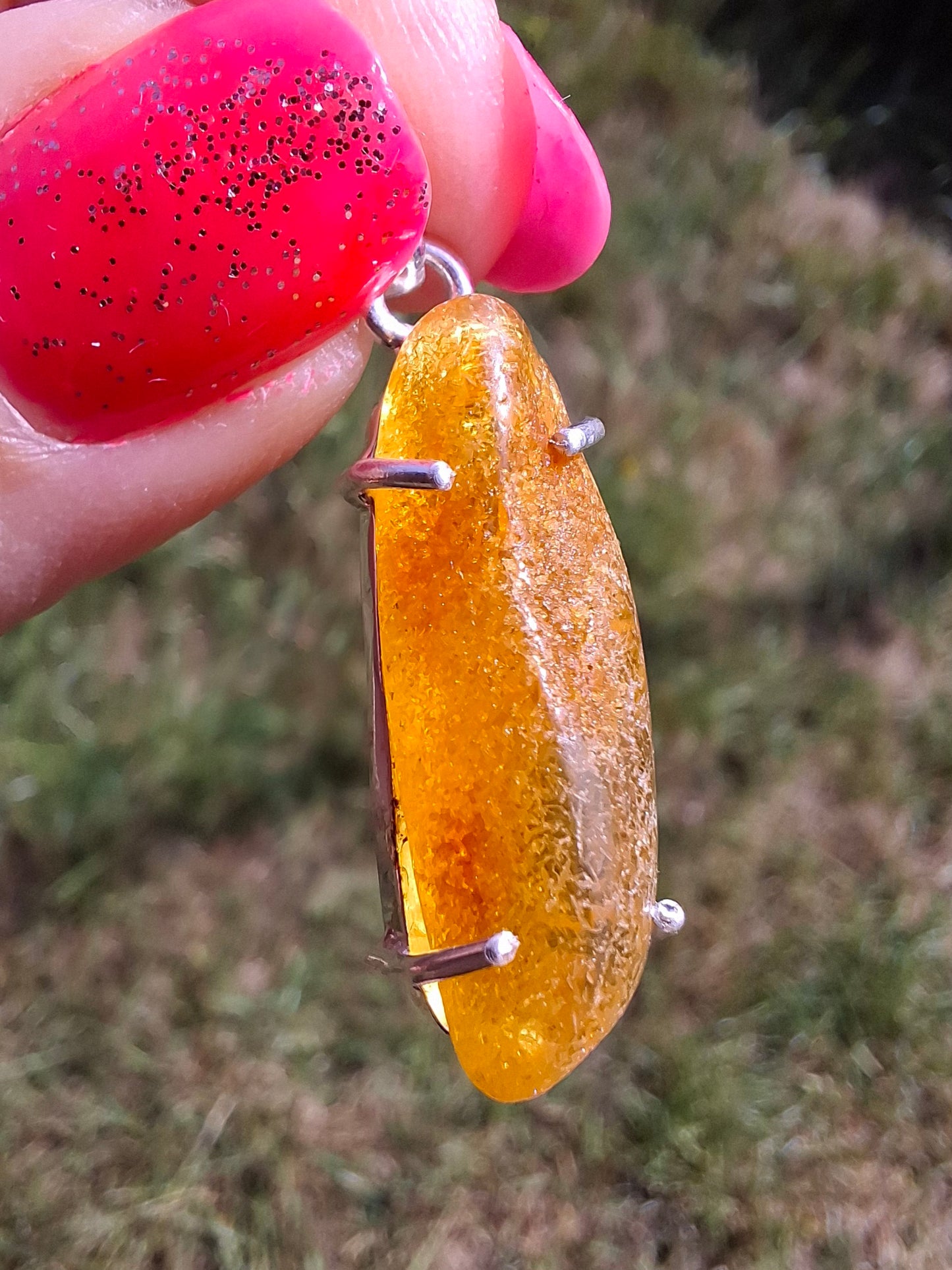 Baltic Amber Pendant, 925 Silver, Fossil (Ref: AP9)