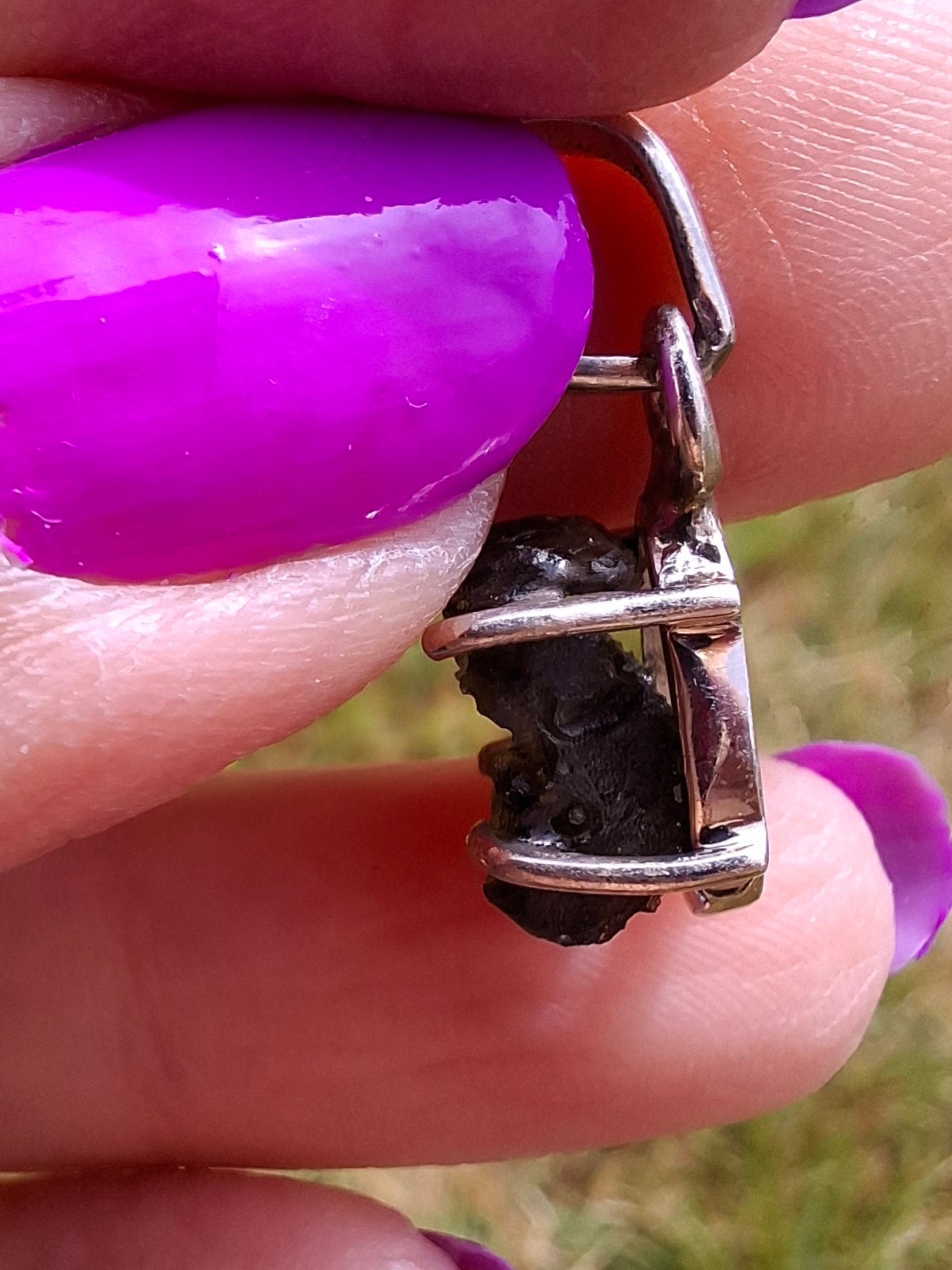 Moldavite Claw Pendant, 925 Silver, Tektite (Ref: P21)