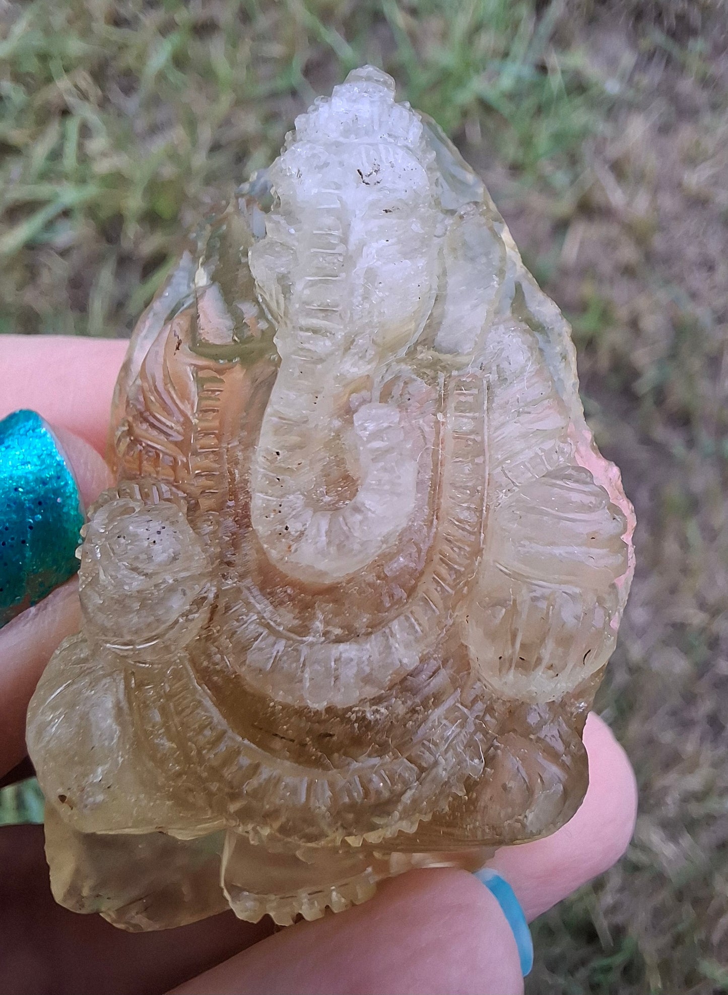 Libyan Desert Glass carving, GANESHA, 26.47g, Tektite (Ref: Ganesha1)