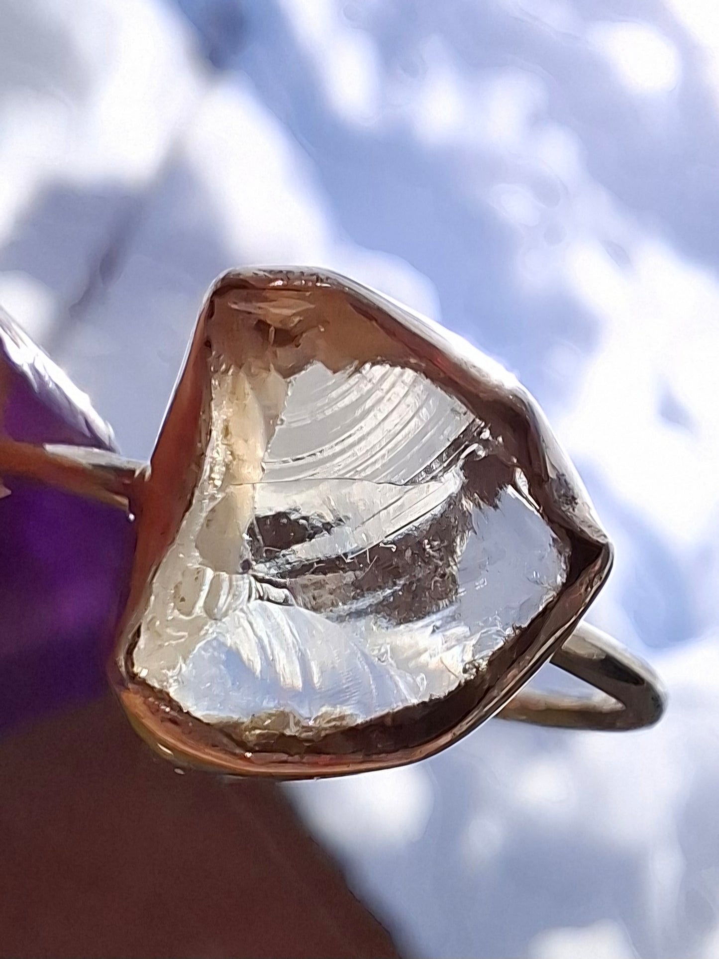Libyan Desert Glass Ring, size large V, 925 Silver, Tektite (Ref: LR54)
