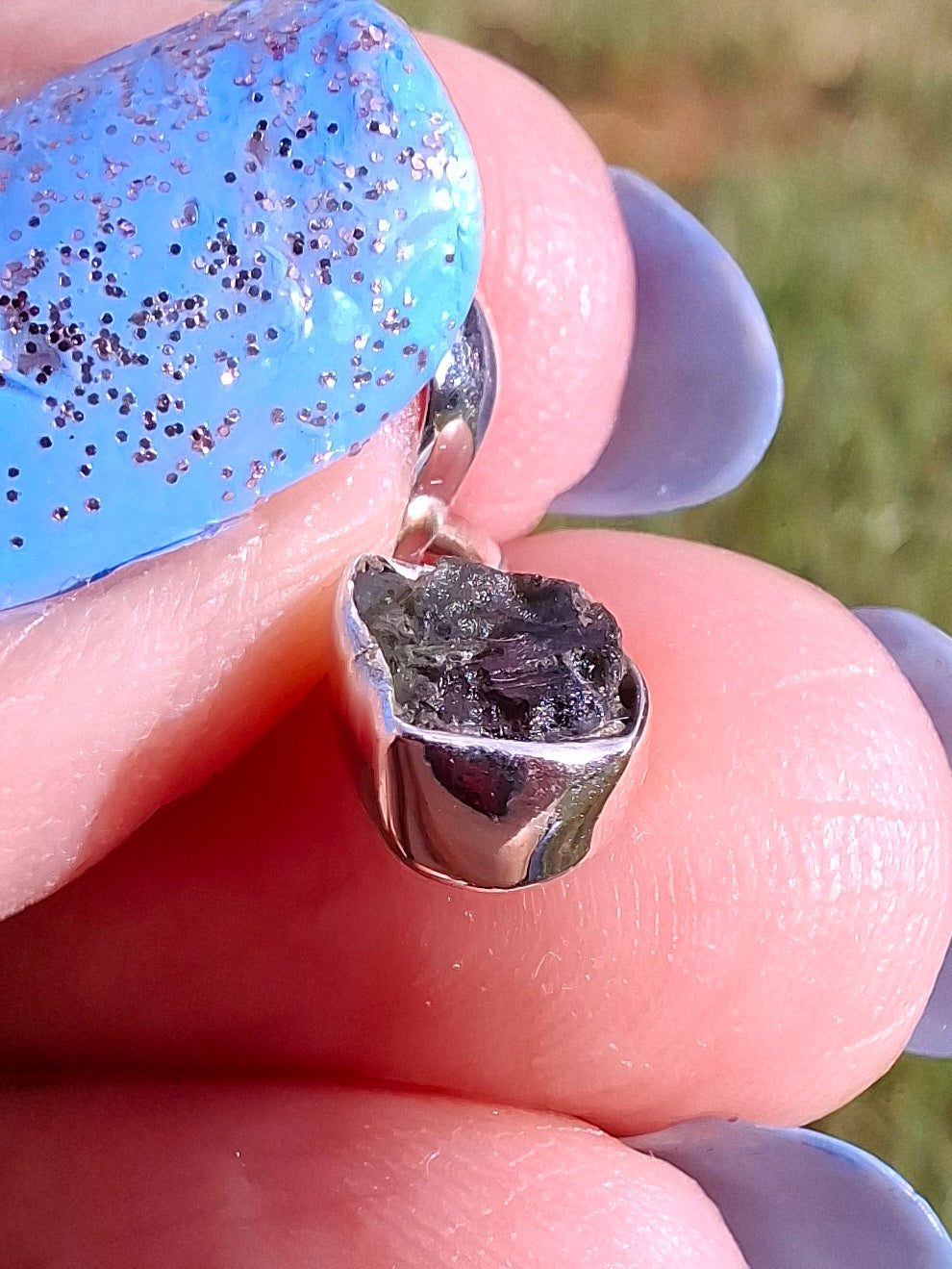 Moldavite Pendant, 925 Silver, Tektite (Ref: P53)
