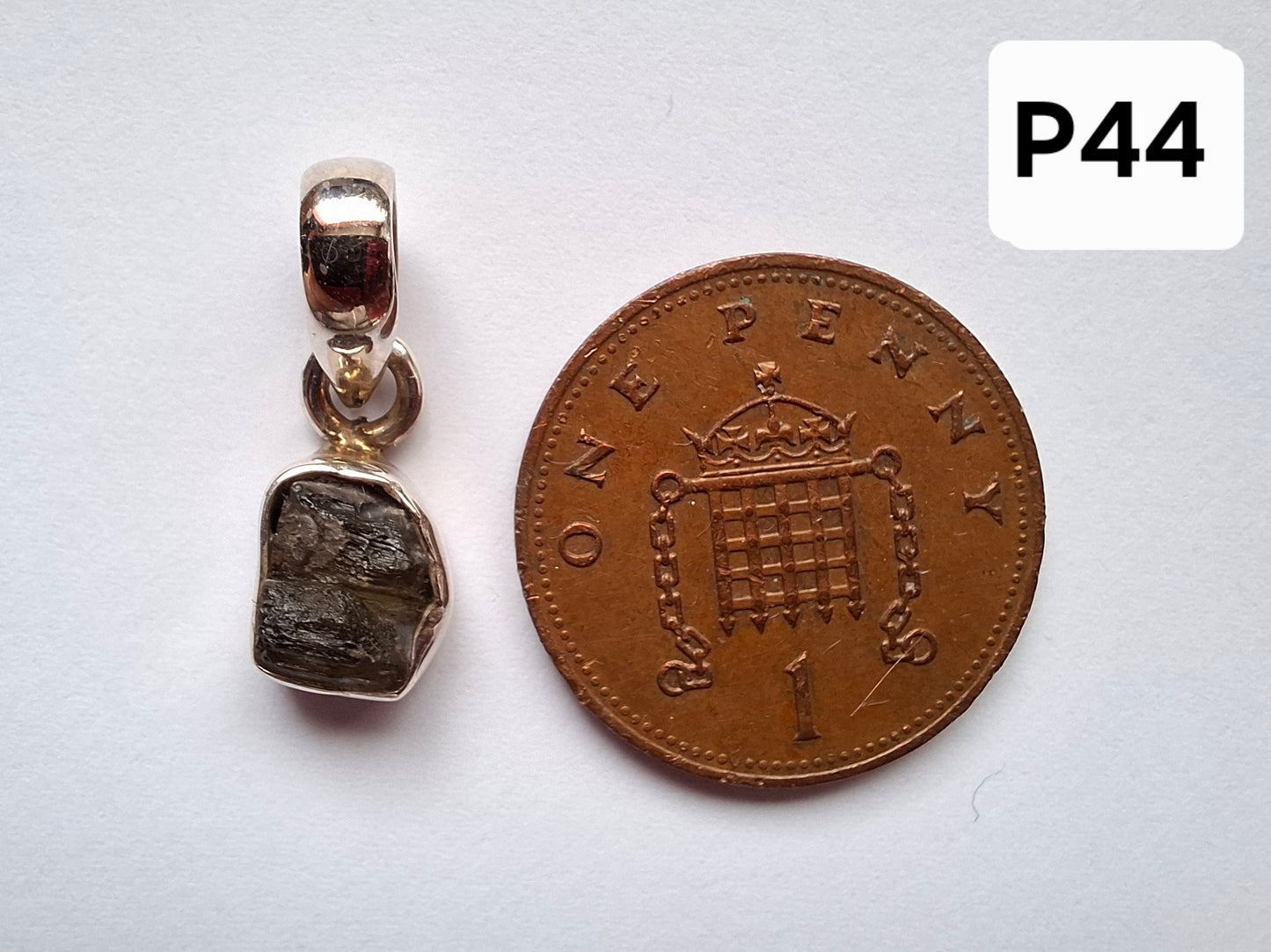 Moldavite Pendant, 925 Silver, Tektite (Ref: P44)