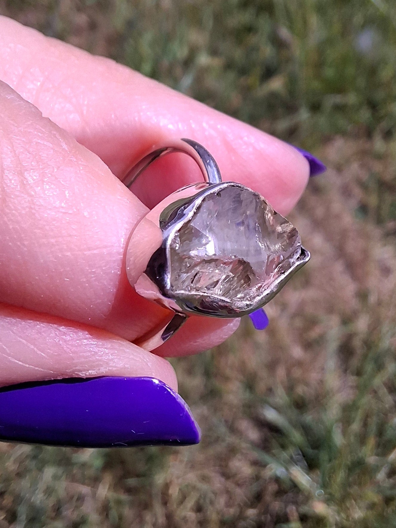 Libyan Desert Glass Ring, size large K, 925 Silver, Tektite (Ref: LR16)
