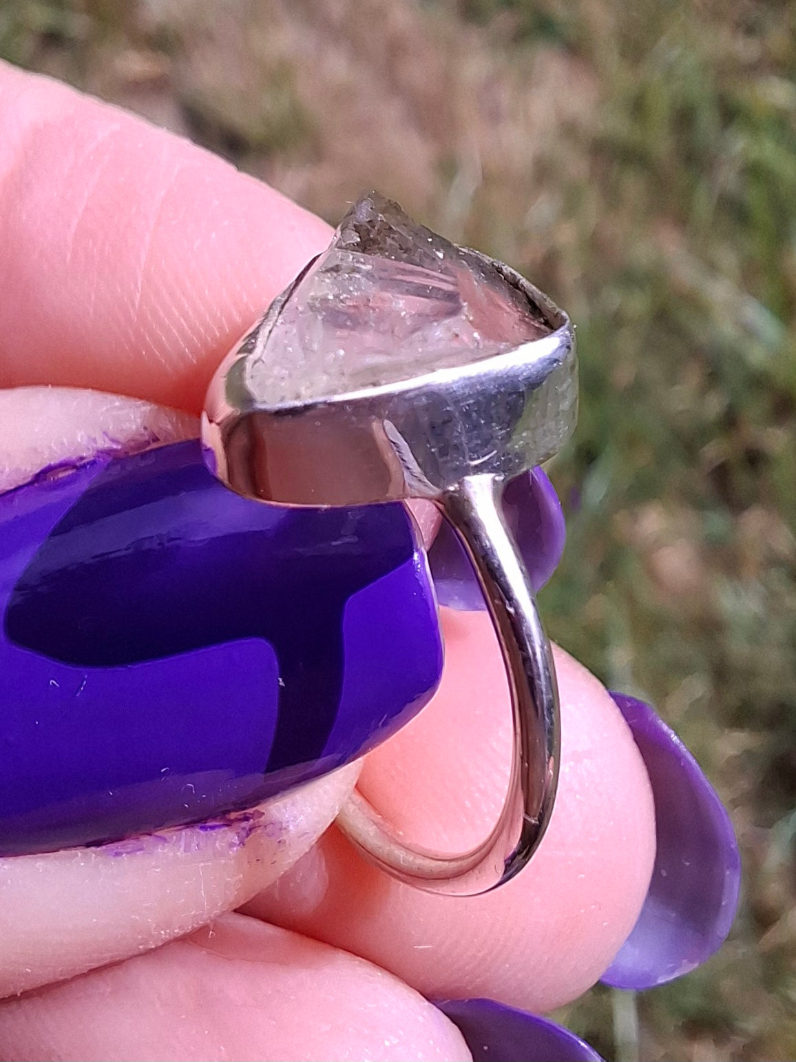 Libyan Desert Glass Ring, size large G, 925 Silver, Tektite (Ref: LR3)