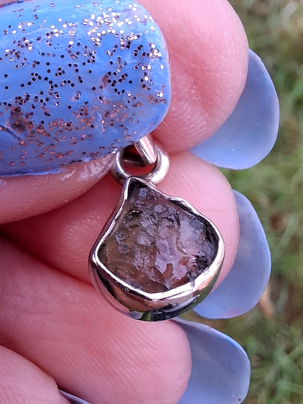 Moldavite Pendant, 925 Silver, Tektite (Ref: P63)