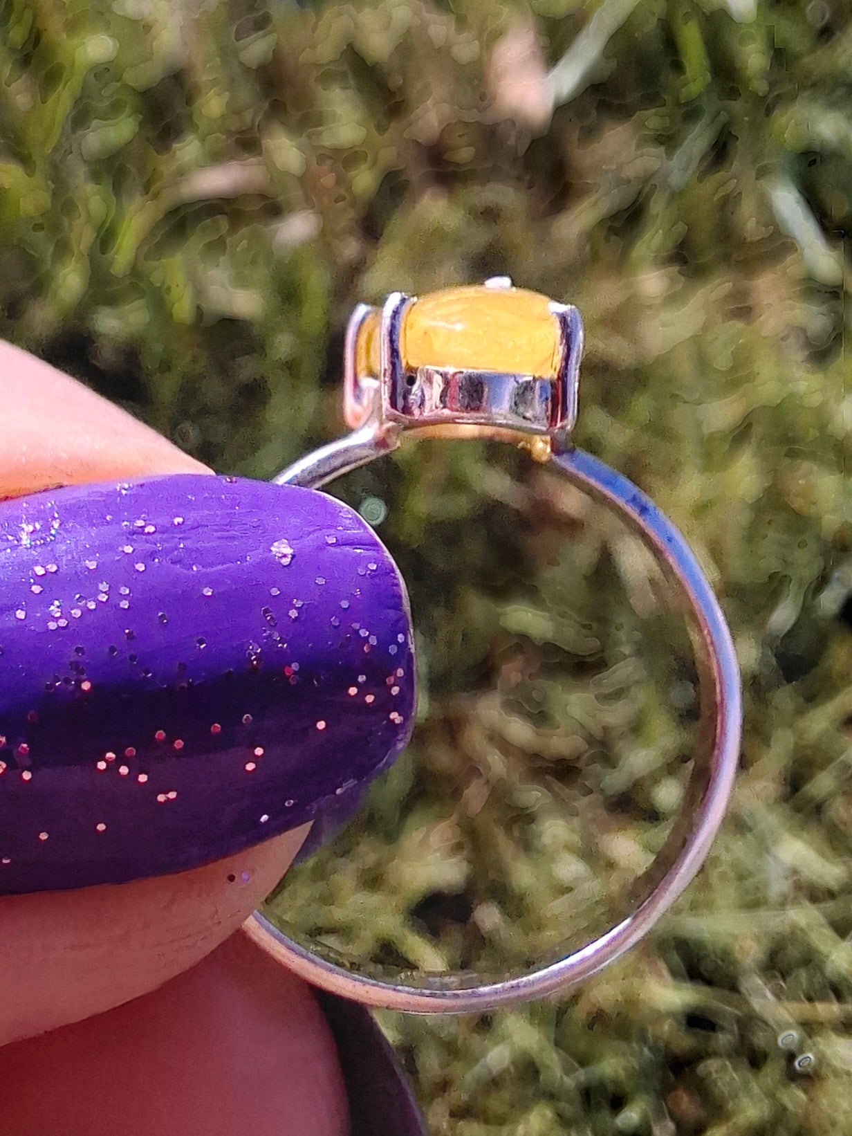 Baltic Amber Ring, size large Q, 925 Silver, Fossil (Ref: AR13)