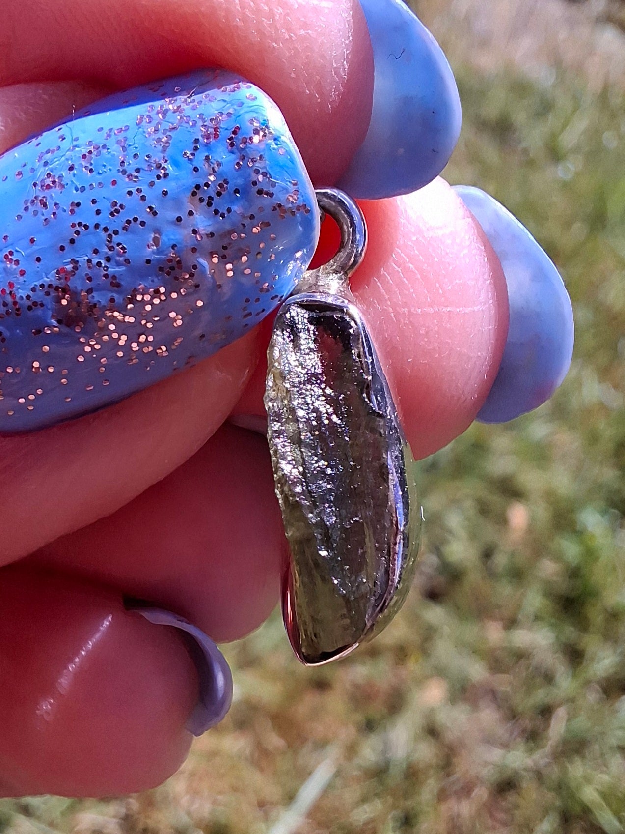 Moldavite Pendant, 925 Silver, Tektite (Ref: P82)