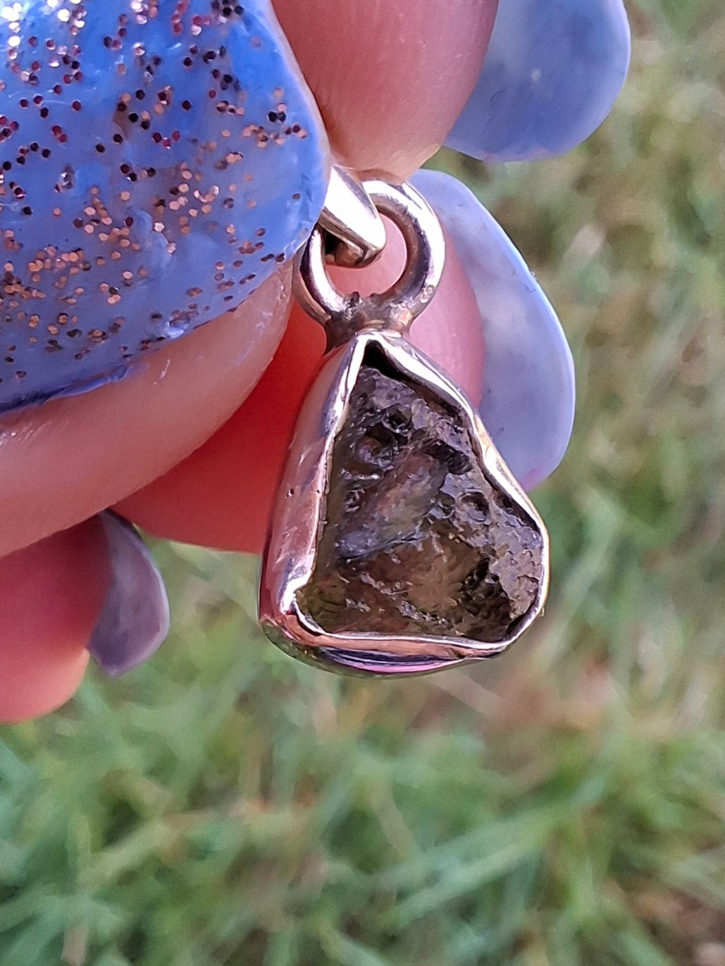 Moldavite Pendant, 925 Silver, Tektite (Ref: P37)