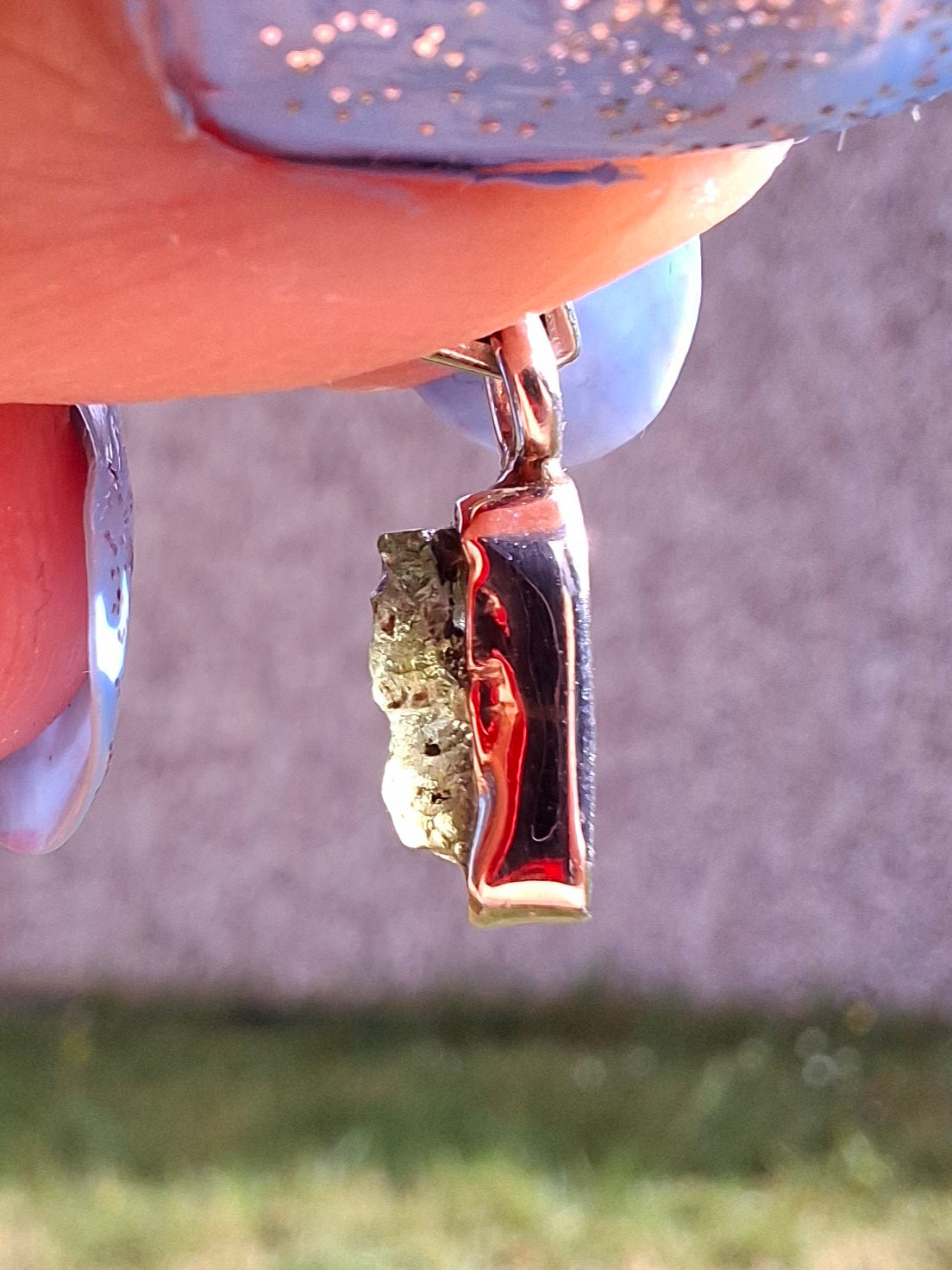 Moldavite Pendant, 925 Silver, Tektite (Ref: P39)