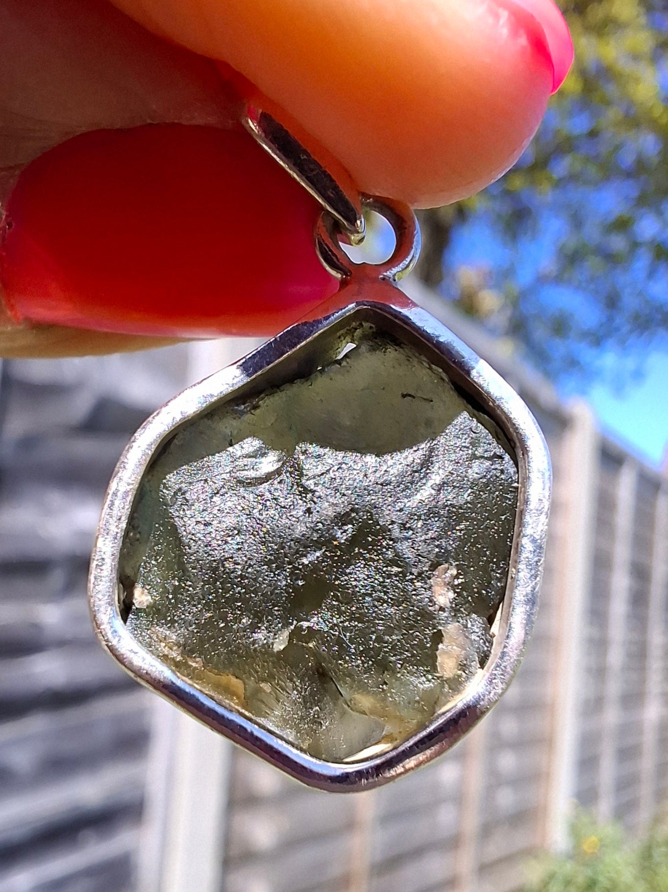 Moldavite Pendant, 925 Silver, Tektite (Ref: P436)