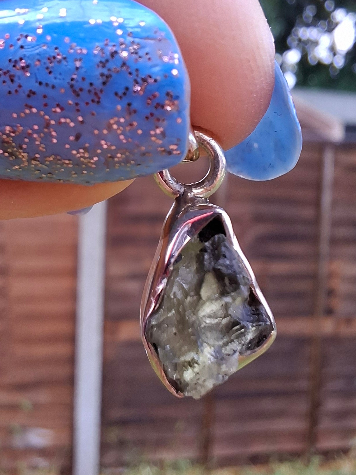 Moldavite Pendant, 925 Silver, Tektite (Ref: P65)