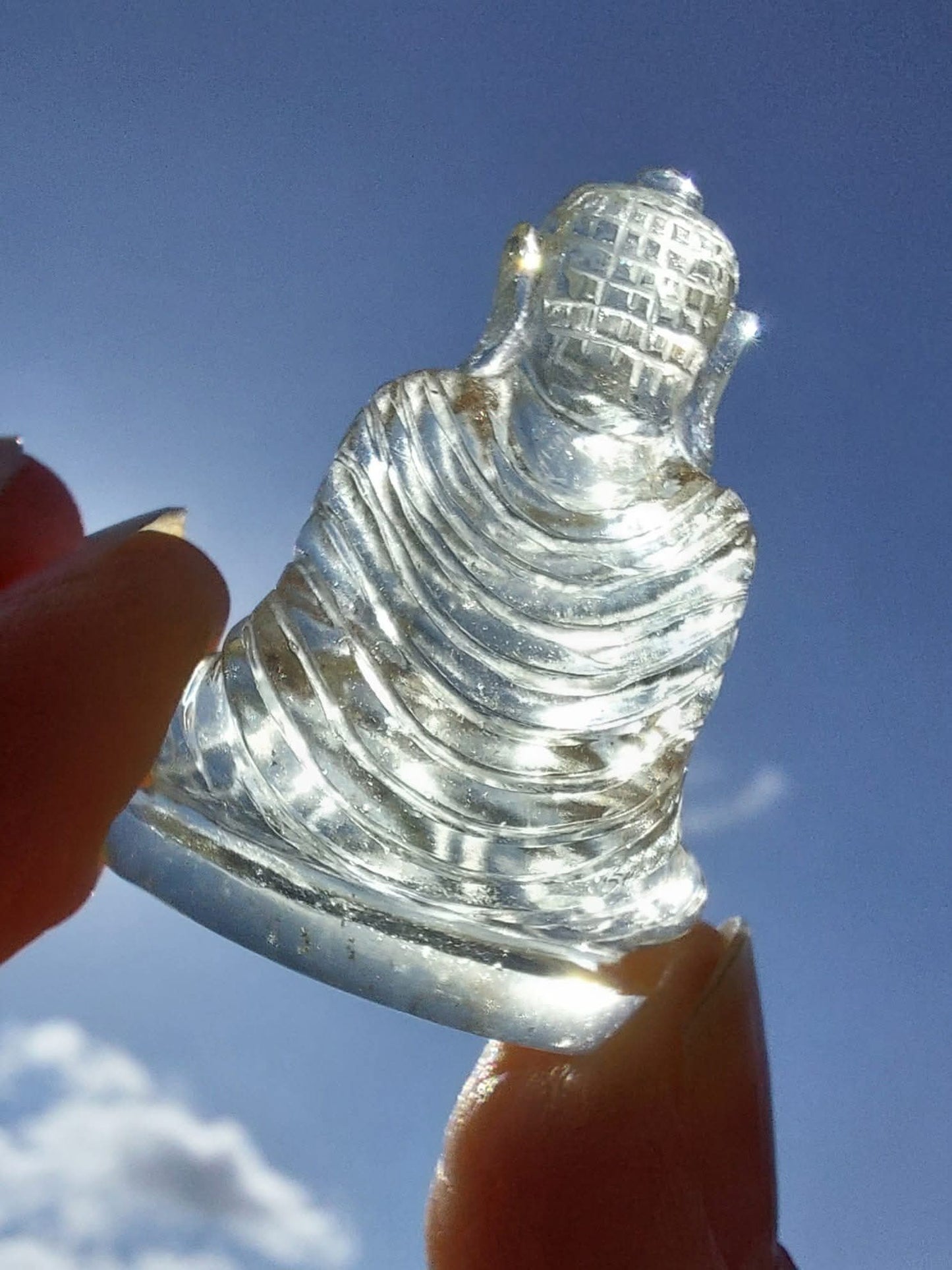 Libyan Desert Glass BUDDHA Carving, 7.56g, Tektite (Ref: LDG B0)