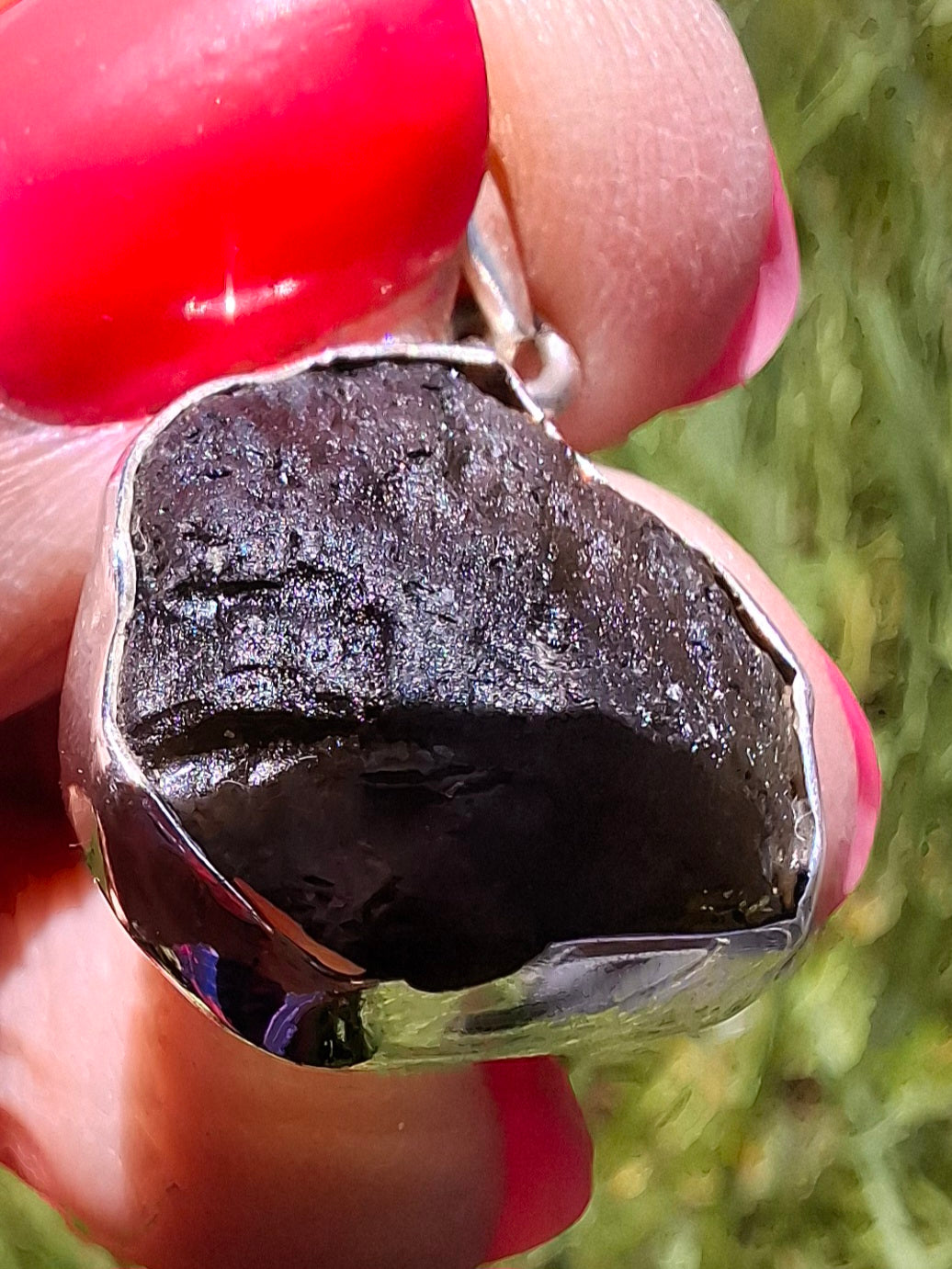 Moldavite Pendant, 925 Silver, Tektite (Ref: P436)