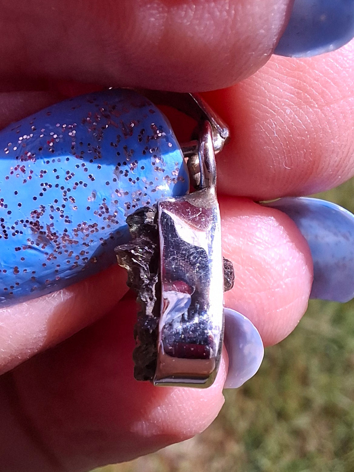 Moldavite Pendant, 925 Silver, Tektite (Ref: P64)