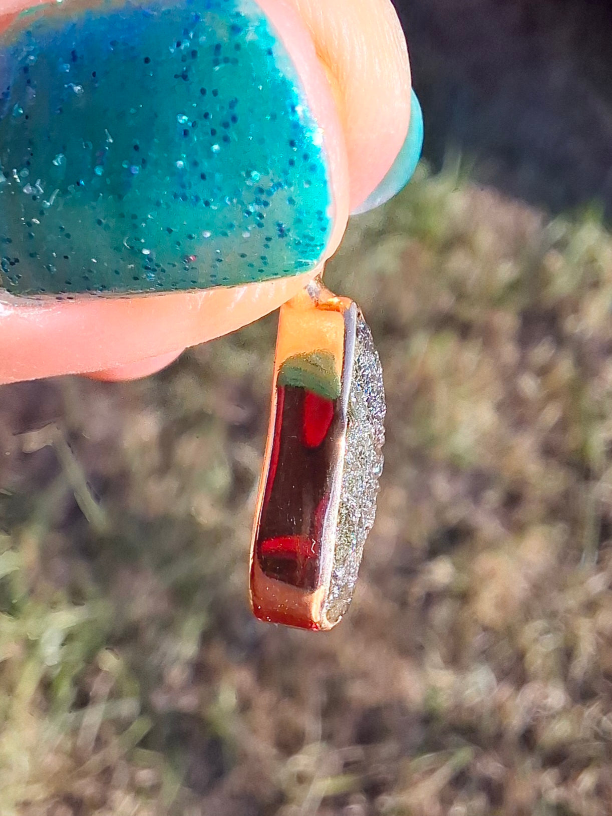 Moldavite Pendant, 14K GOLD Plated, Tektite (Ref: P450)