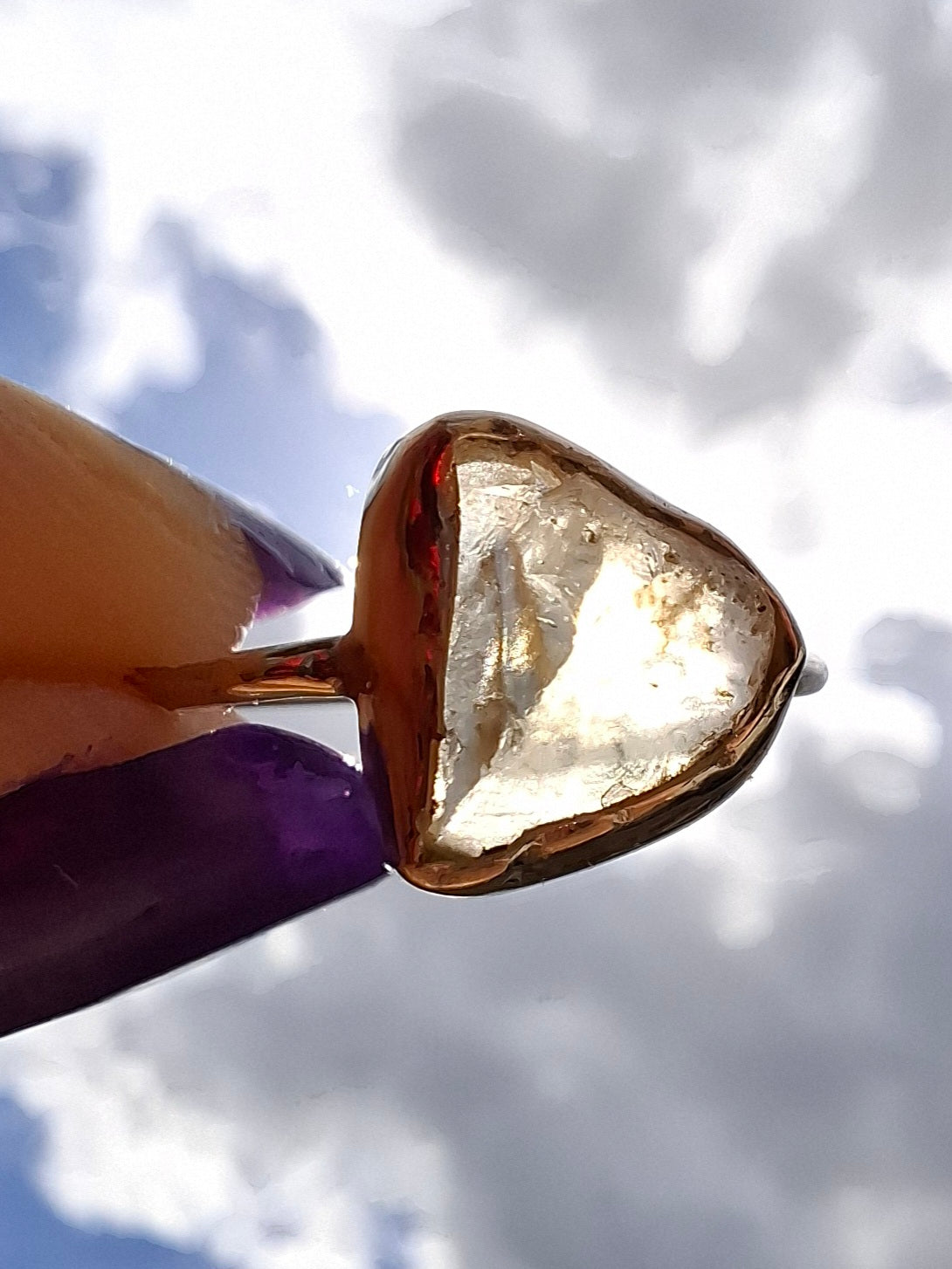 Libyan Desert Glass Ring, size small R, 925 Silver, Tektite (Ref: LR39)
