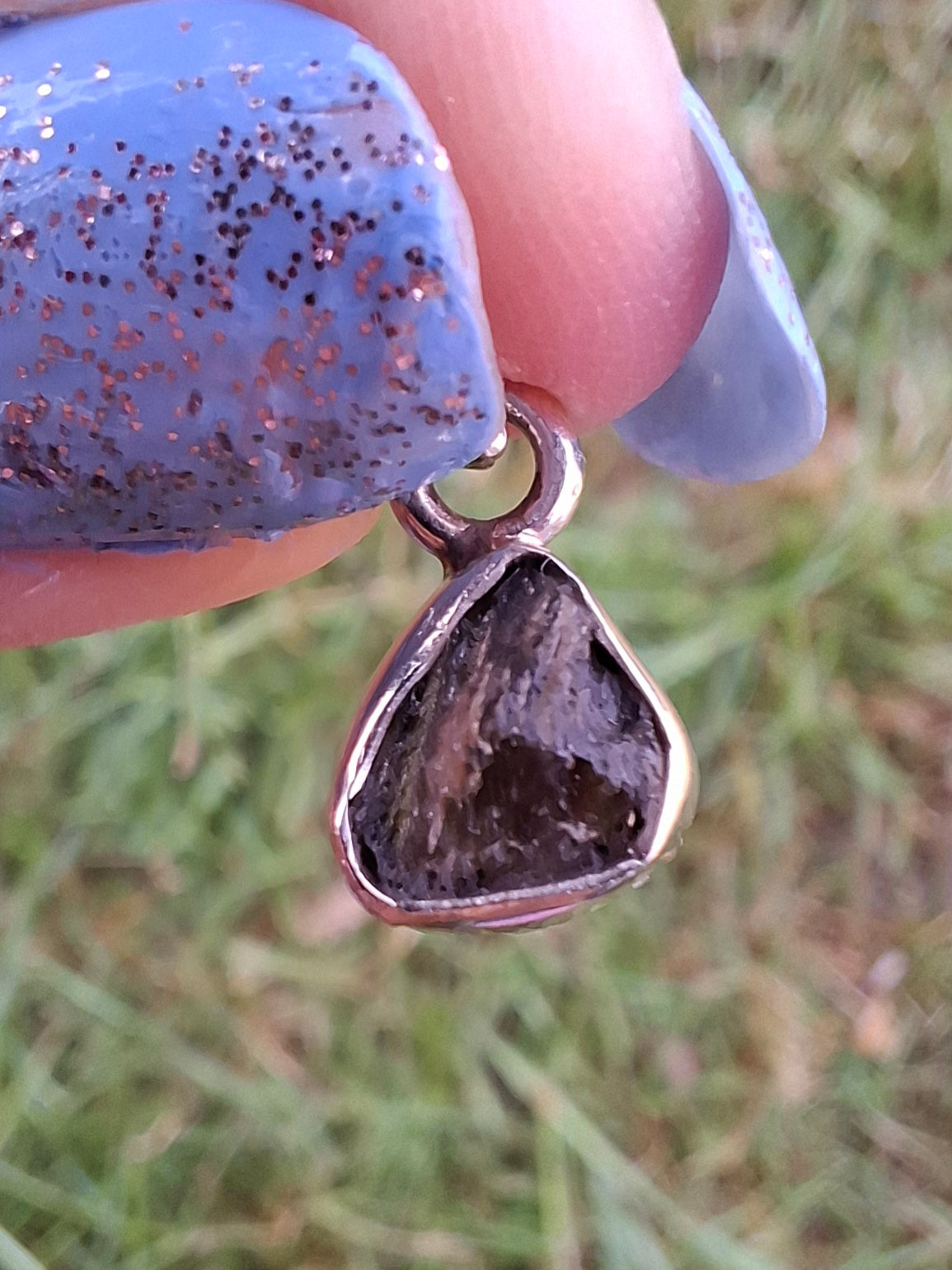Moldavite Pendant, 925 Silver, Tektite (Ref: P57)