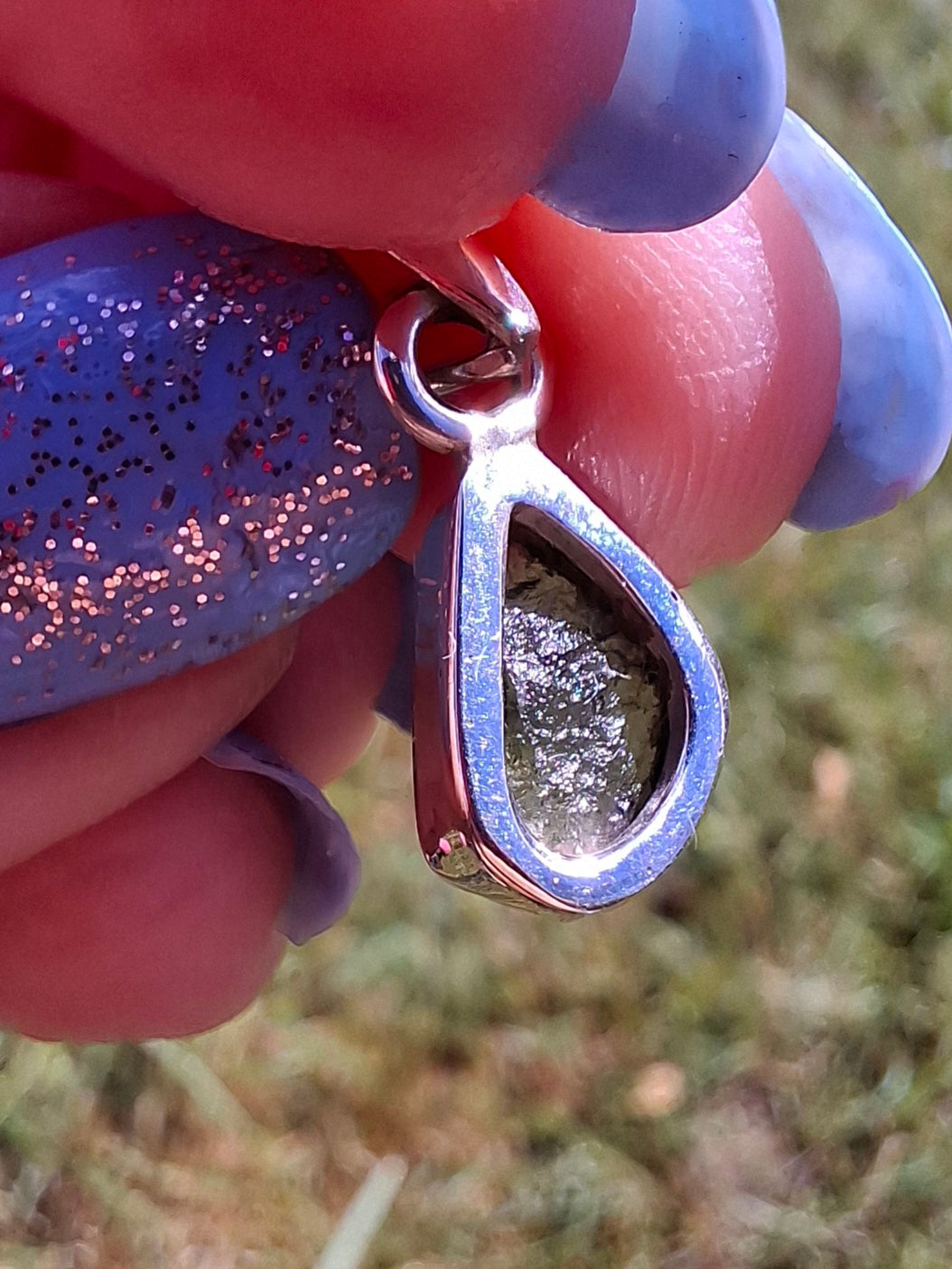 Moldavite Pendant, 925 Silver, Tektite (Ref: P76)