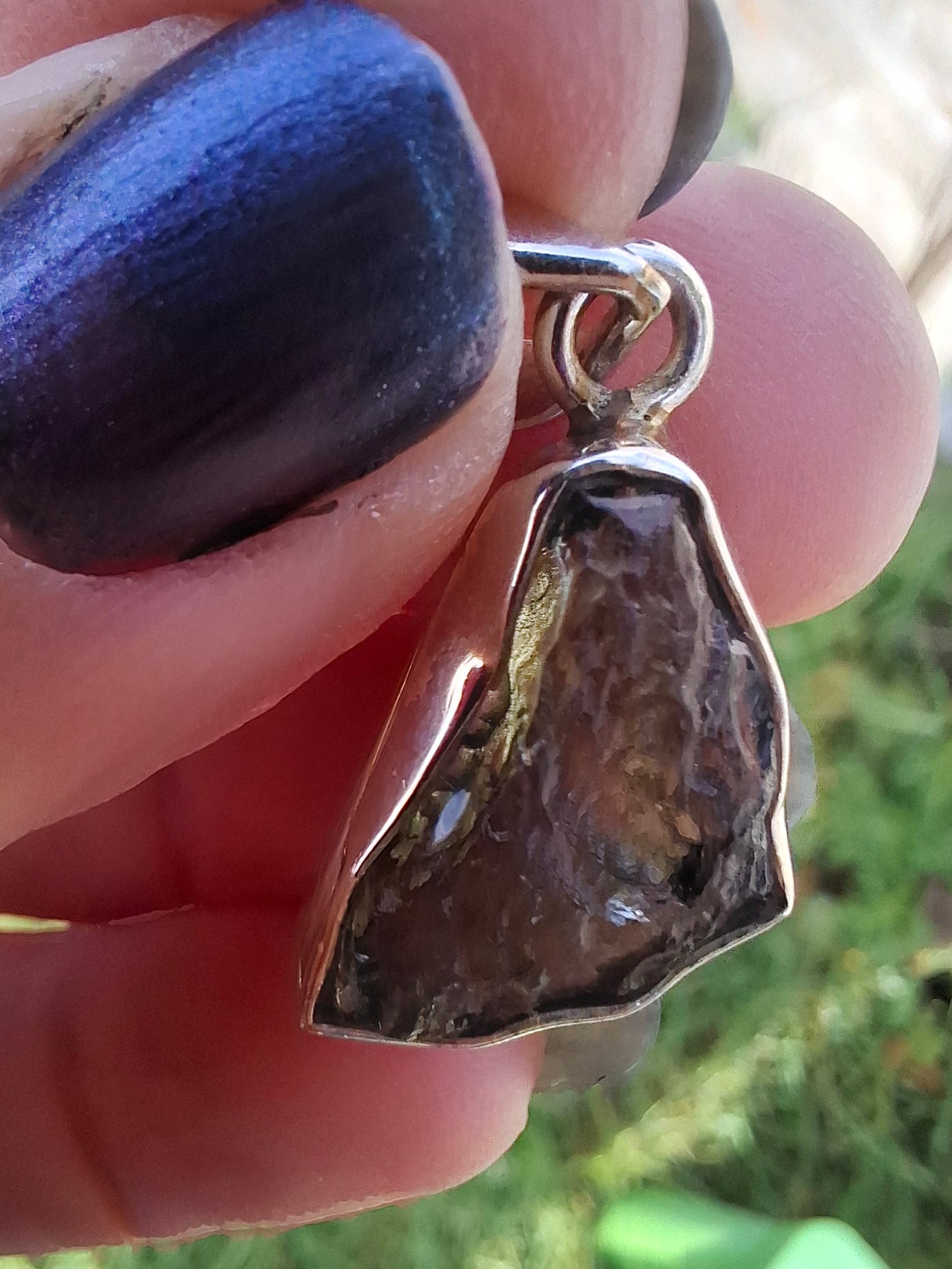 Moldavite Pendant, 925 Silver, Tektite (Ref: P14)