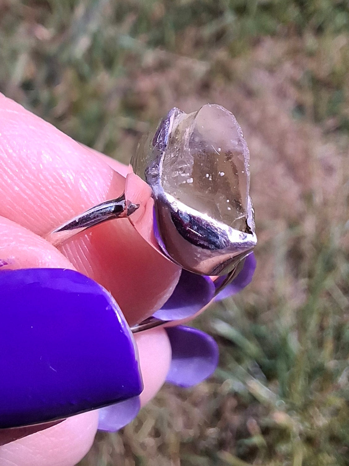 Libyan Desert Glass Ring, size large K/small L, 925 Silver, Tektite (Ref: LR17)