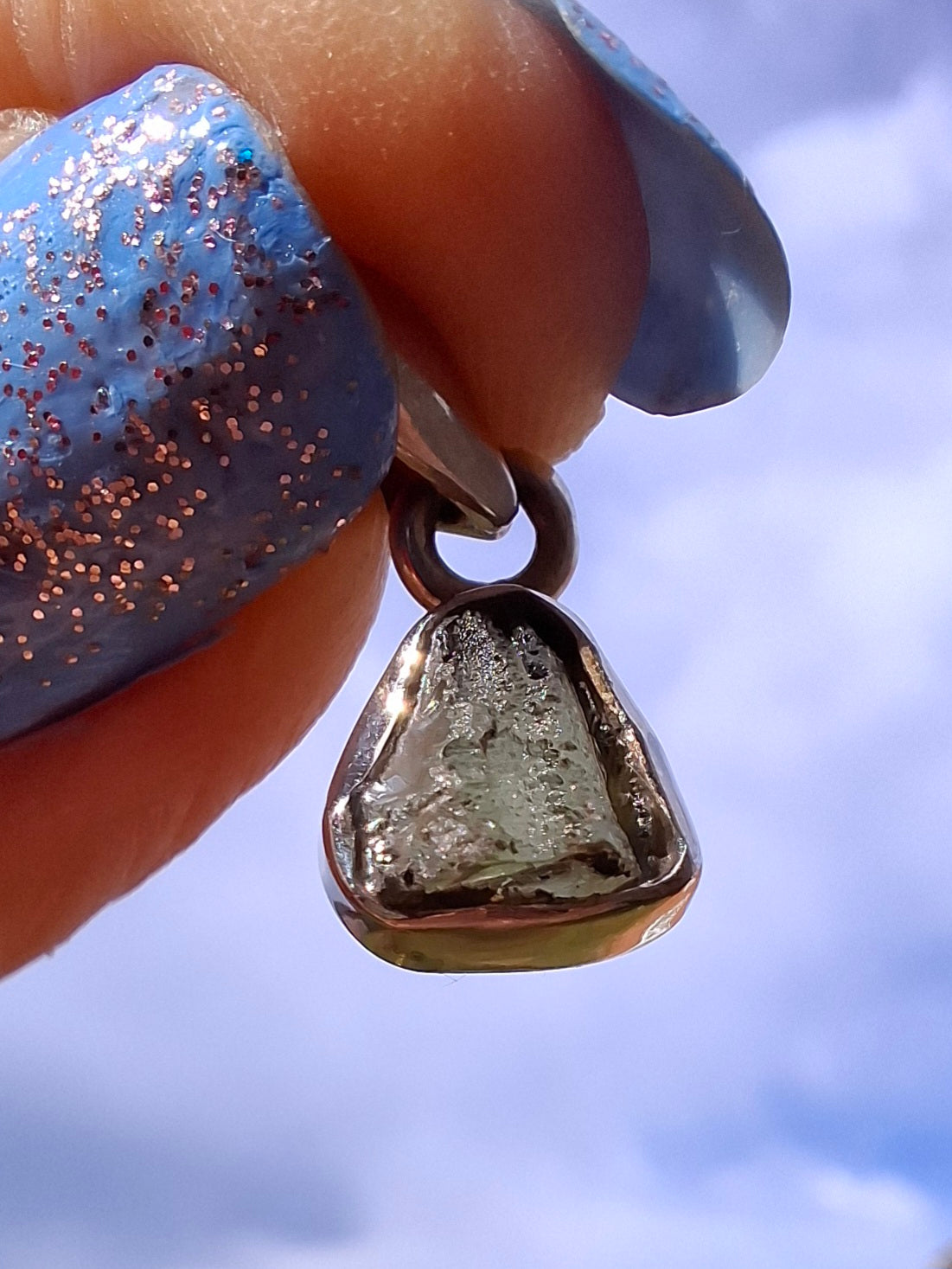Moldavite Pendant, 925 Silver, Tektite (Ref: P55)