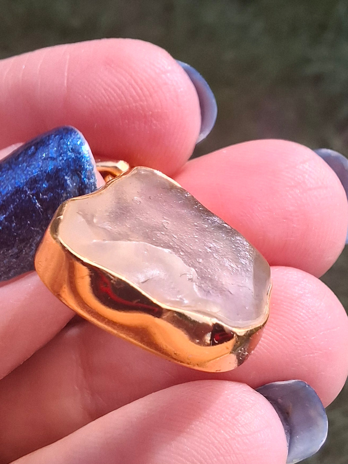 Libyan Desert Glass Pendant, 14K GOLD Plated, Tektite (Ref: LP125)