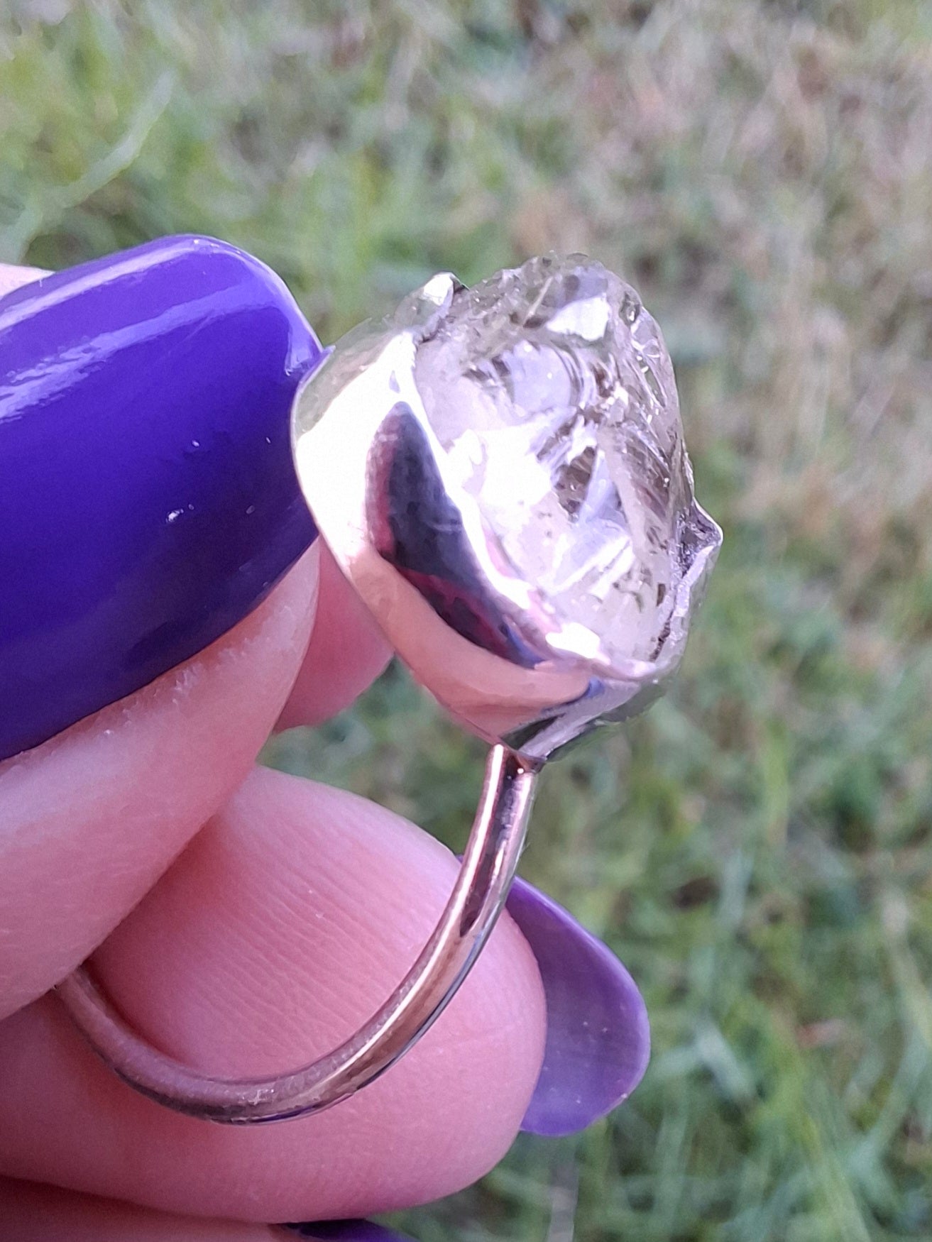 Libyan Desert Glass Ring, size large S/small T, 925 Silver, Tektite (Ref: LR47)