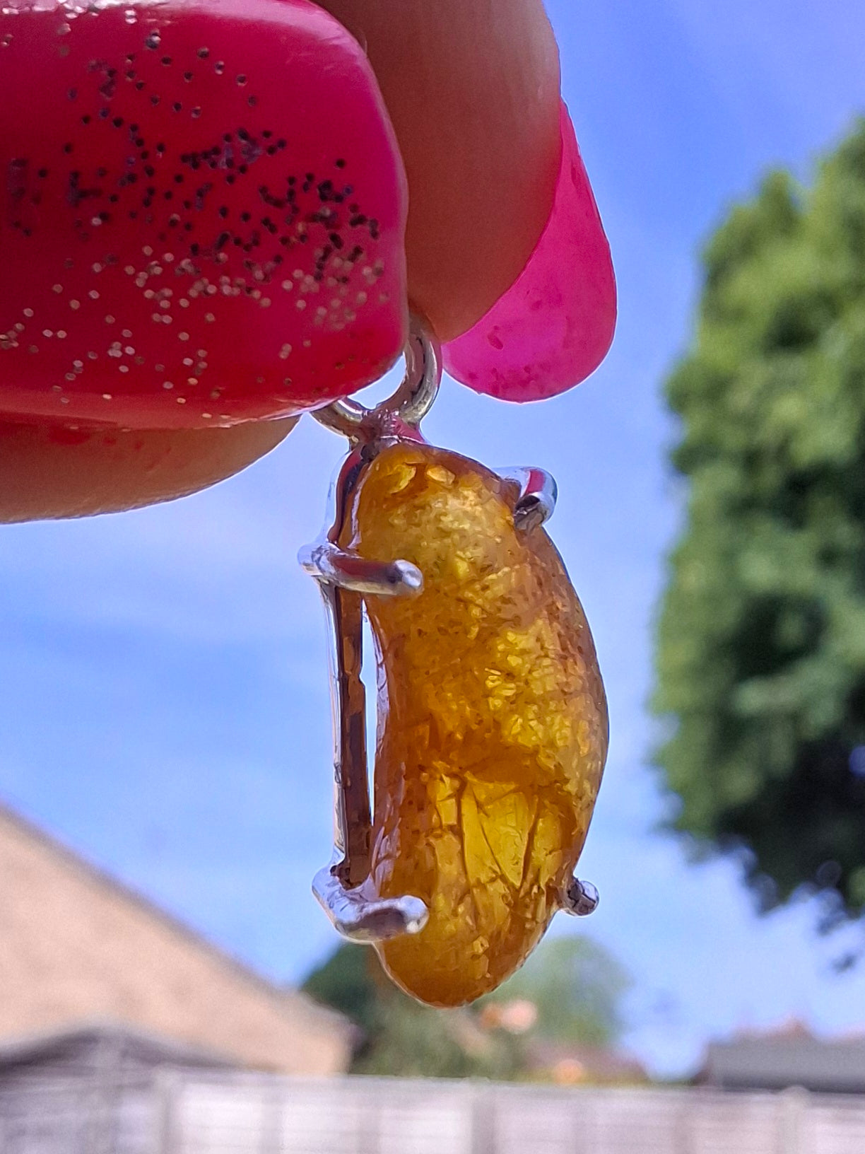 Baltic Amber Pendant, 925 Silver, Fossil (Ref: AP21)