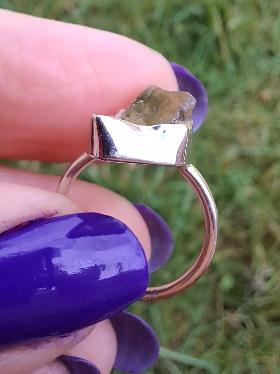 Libyan Desert Glass Ring, size large G, 925 Silver, Tektite (Ref: LR4)