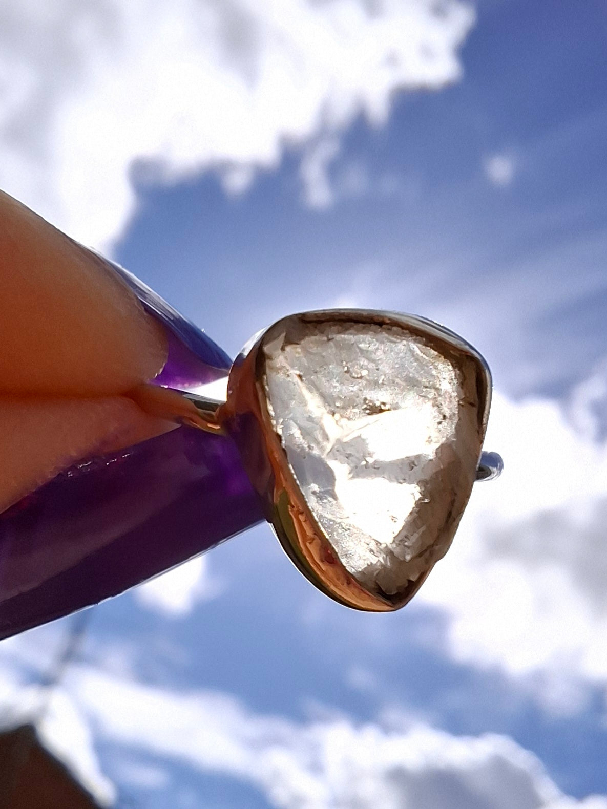 Libyan Desert Glass Ring, size large G, 925 Silver, Tektite (Ref: LR3)