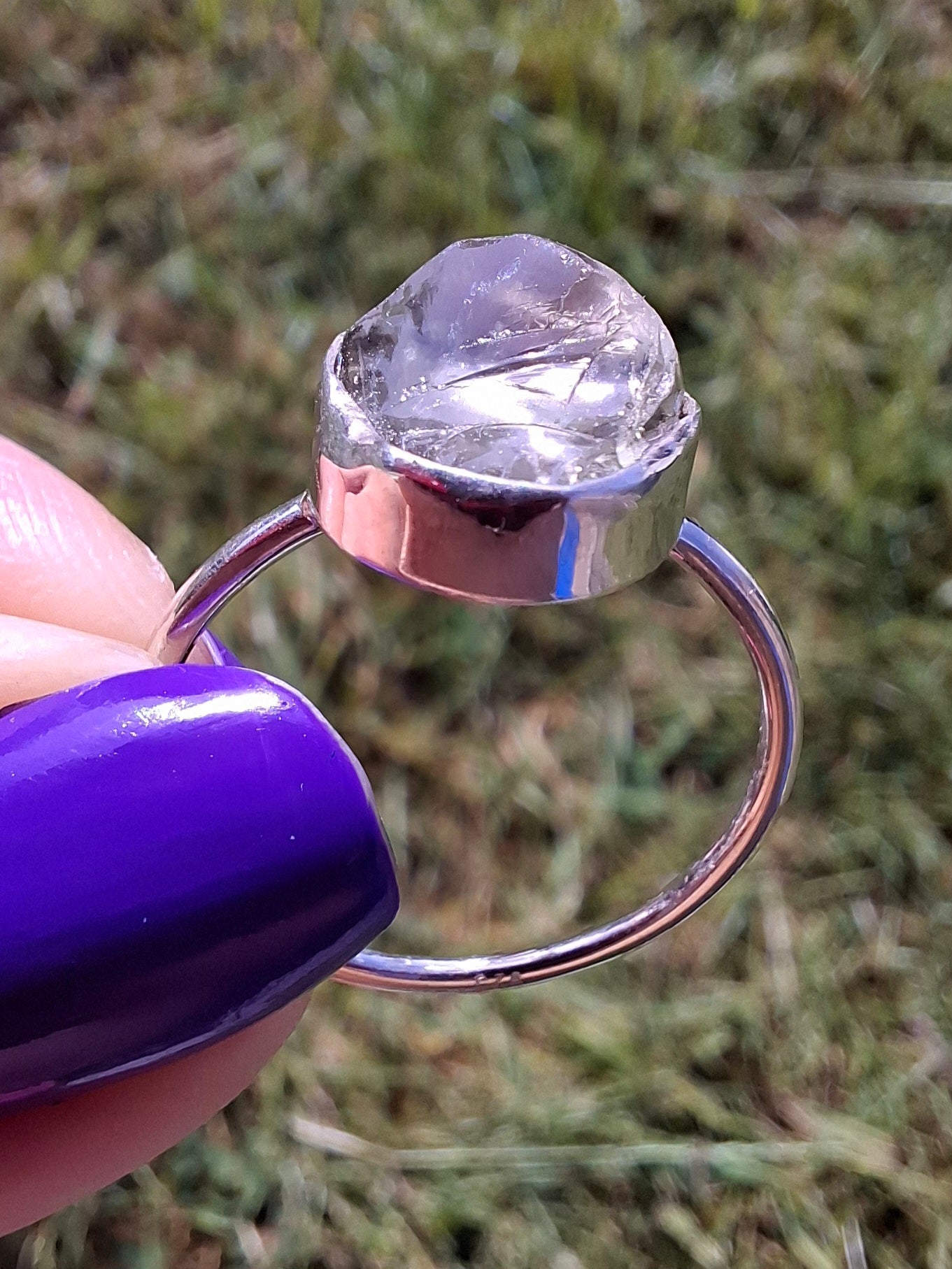 Libyan Desert Glass Ring, size large R/small S, 925 Silver, Tektite (Ref: LR42)