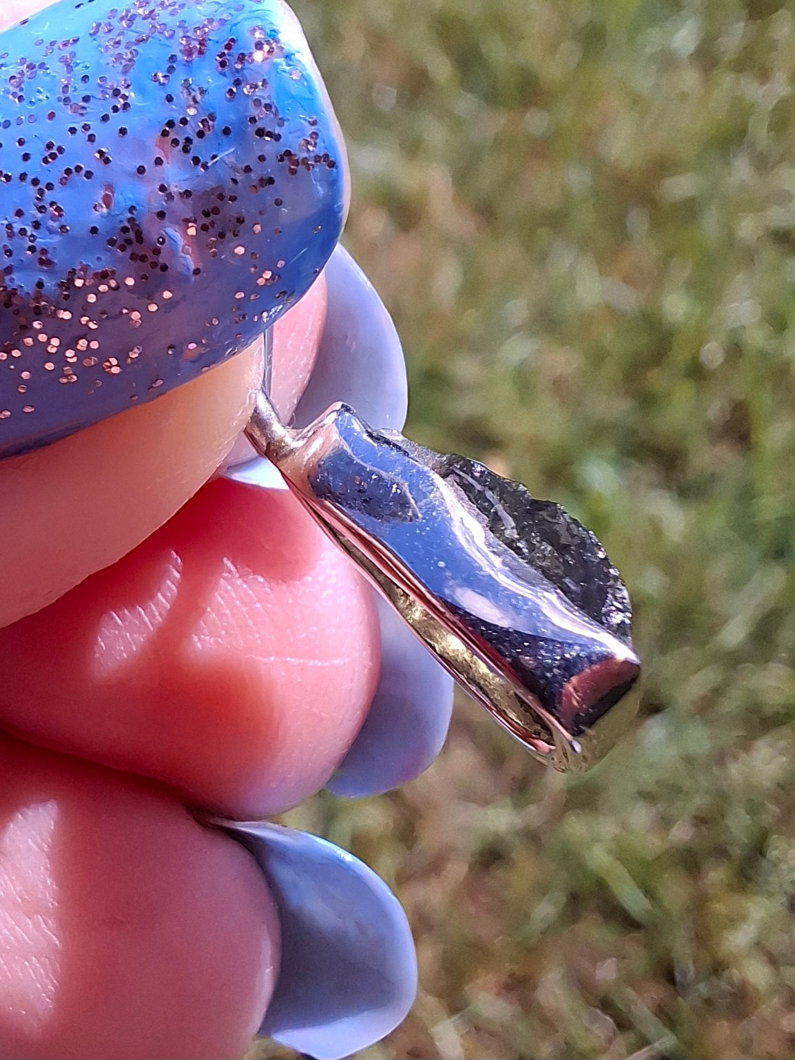 Moldavite Piece, 925 Silver, Tektite (Ref: P90)