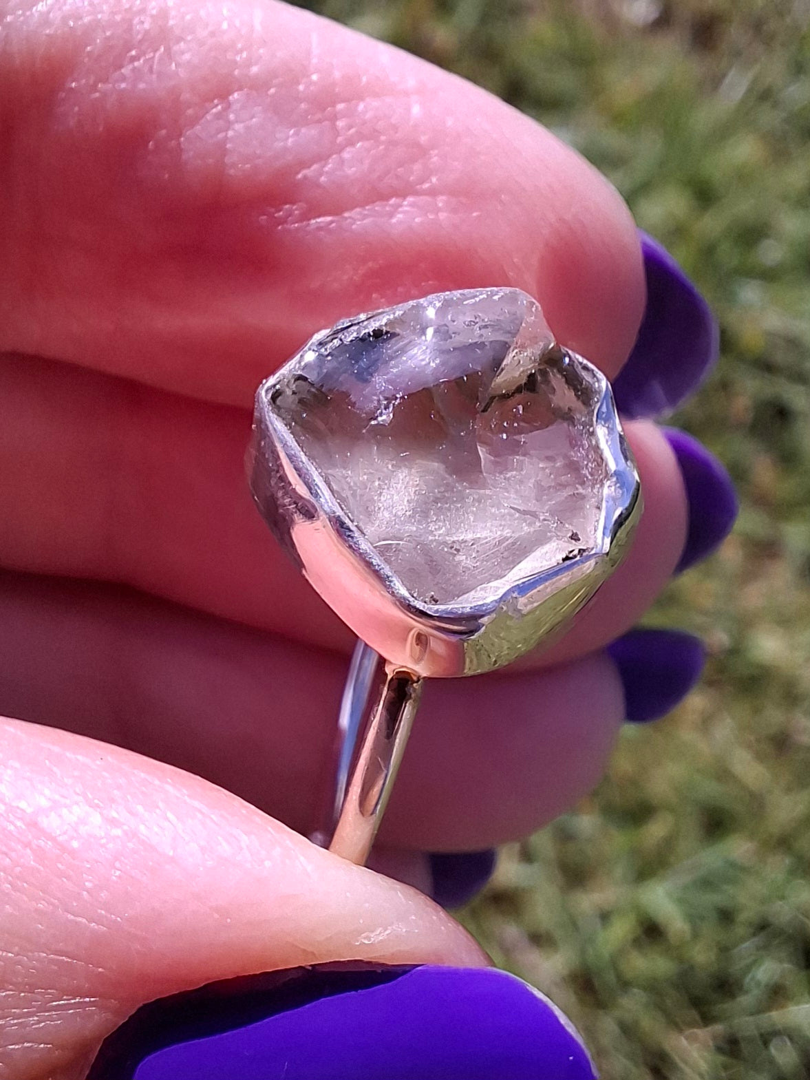 Libyan Desert Glass Ring, size small R, 925 Silver, Tektite (Ref: LR38)