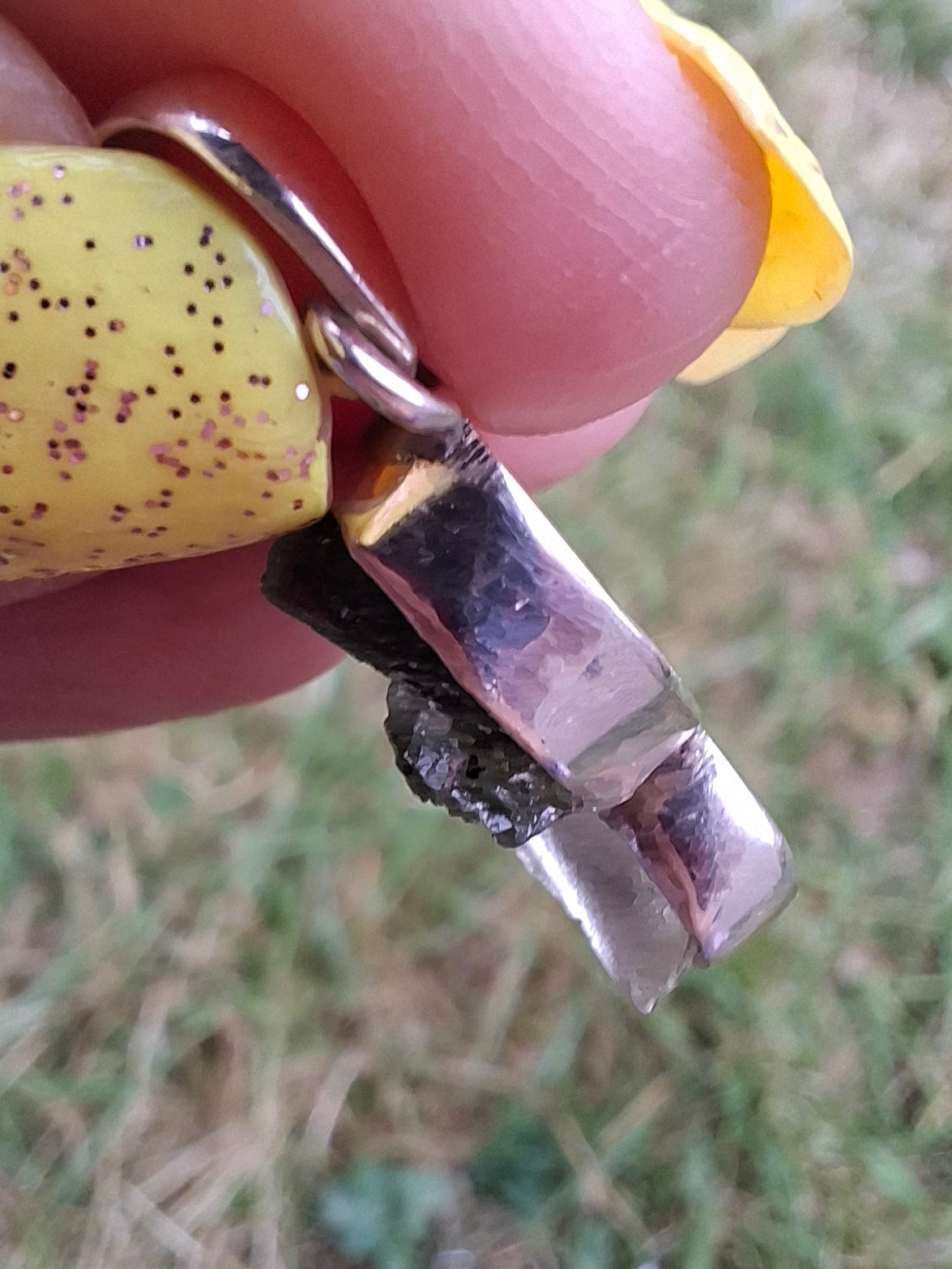 Moldavite & Libyan Desert Glass Pendant, 925 Silver, Tektite (Ref: MLP17)