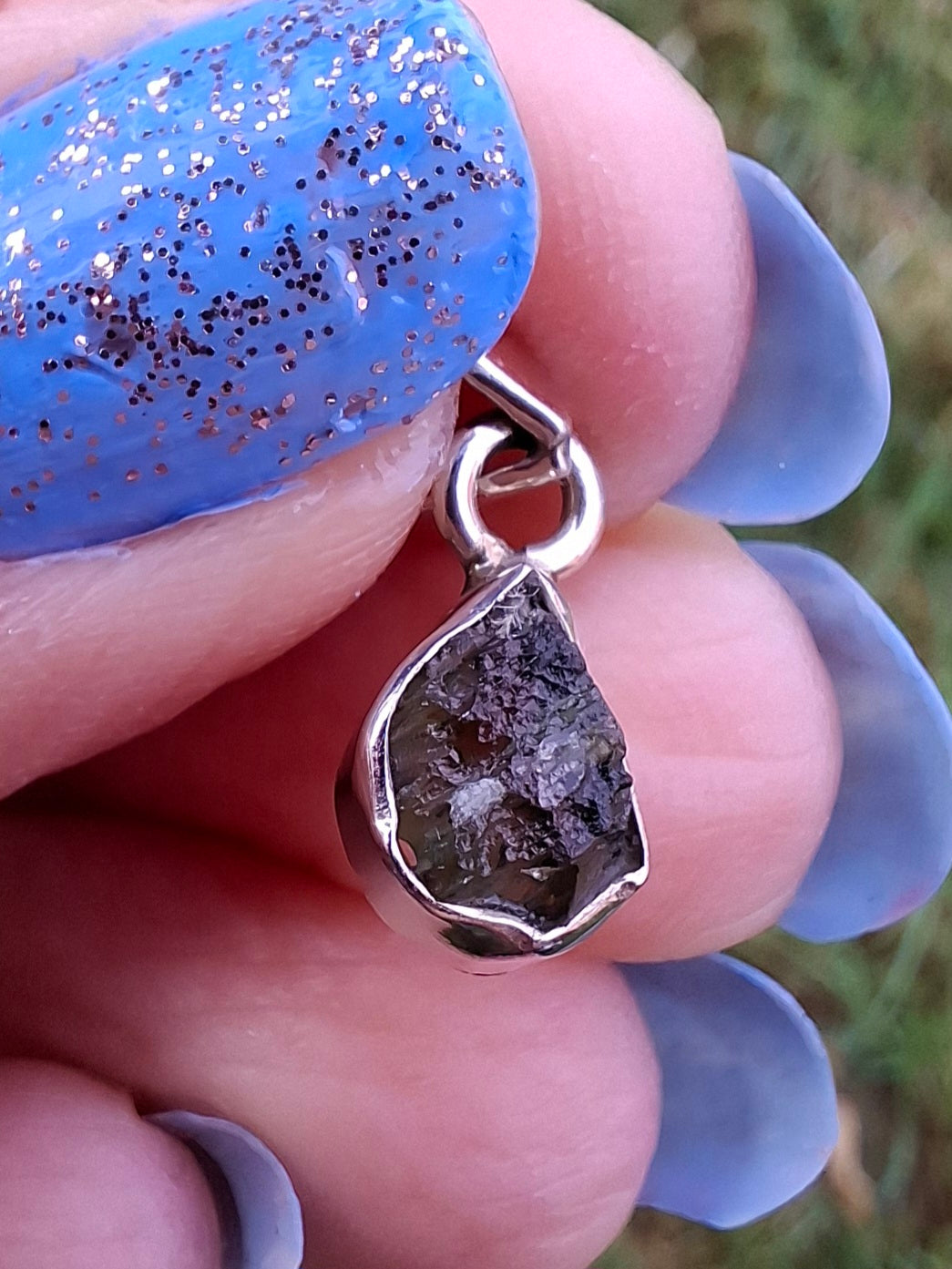 Moldavite Pendant, 925 Silver, Tektite (Ref: P62)