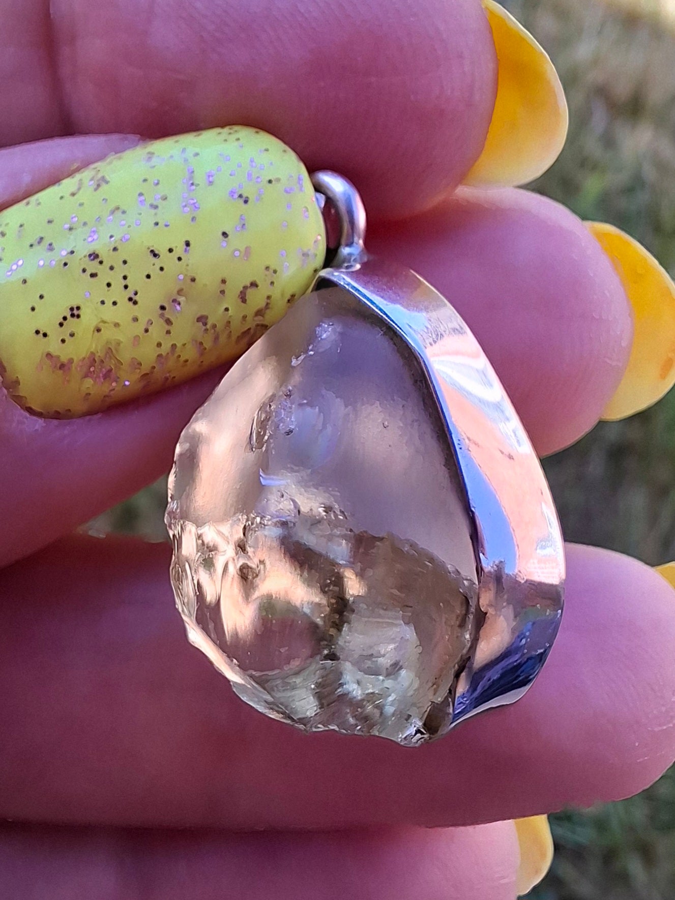 Libyan Desert Glass Pendant, 925 Silver, Tektite (Ref: LP112)
