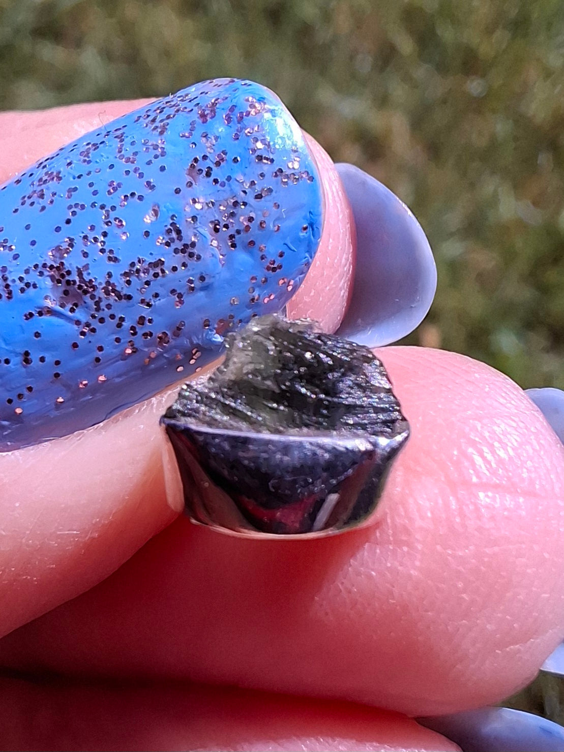 Moldavite Pendant, 925 Silver, Tektite (Ref: P83)